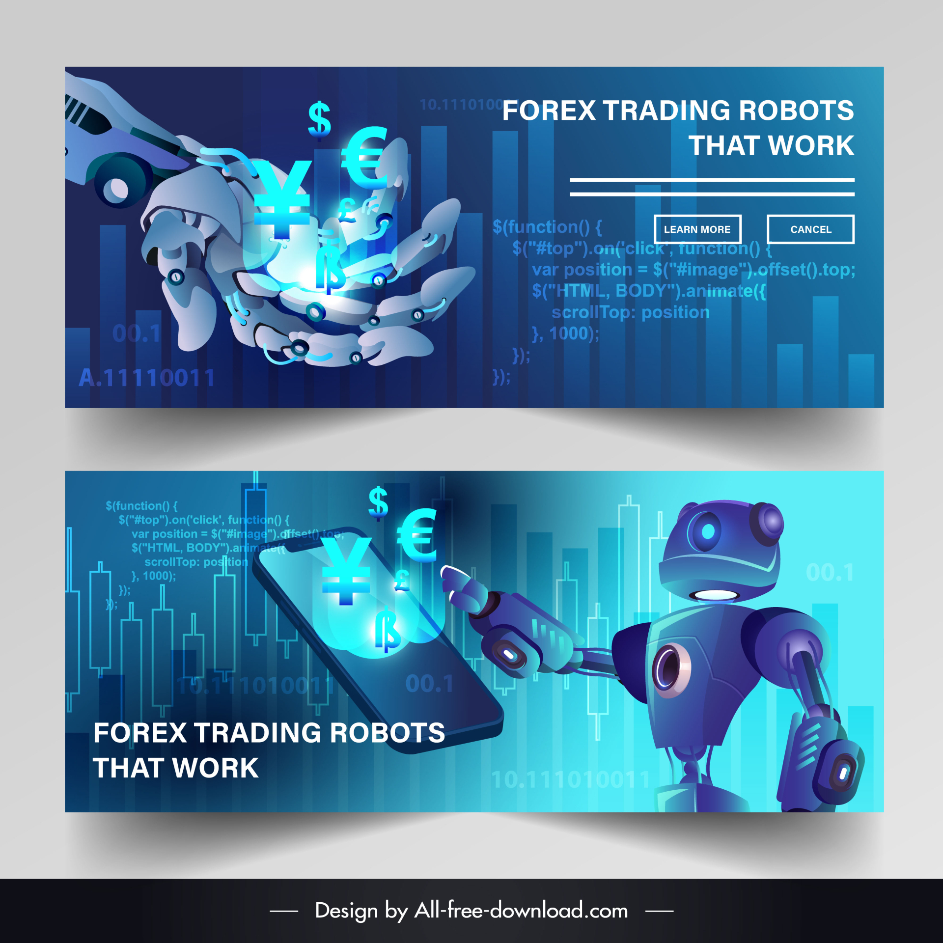 forex  trading banners robot smartphone 3d decor