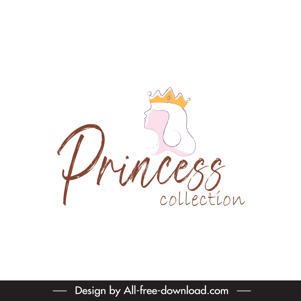 logo princess logo flat handdrawn portrait calligraphy sketch