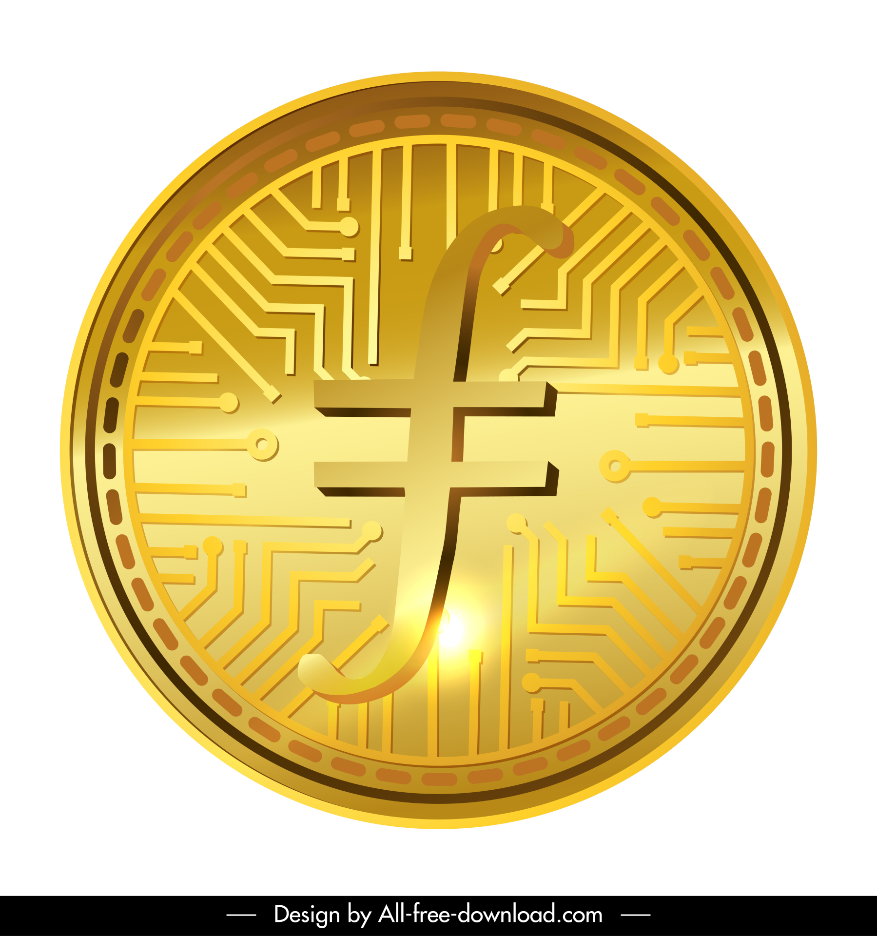 filecoin sign icon shiny golden text sketch