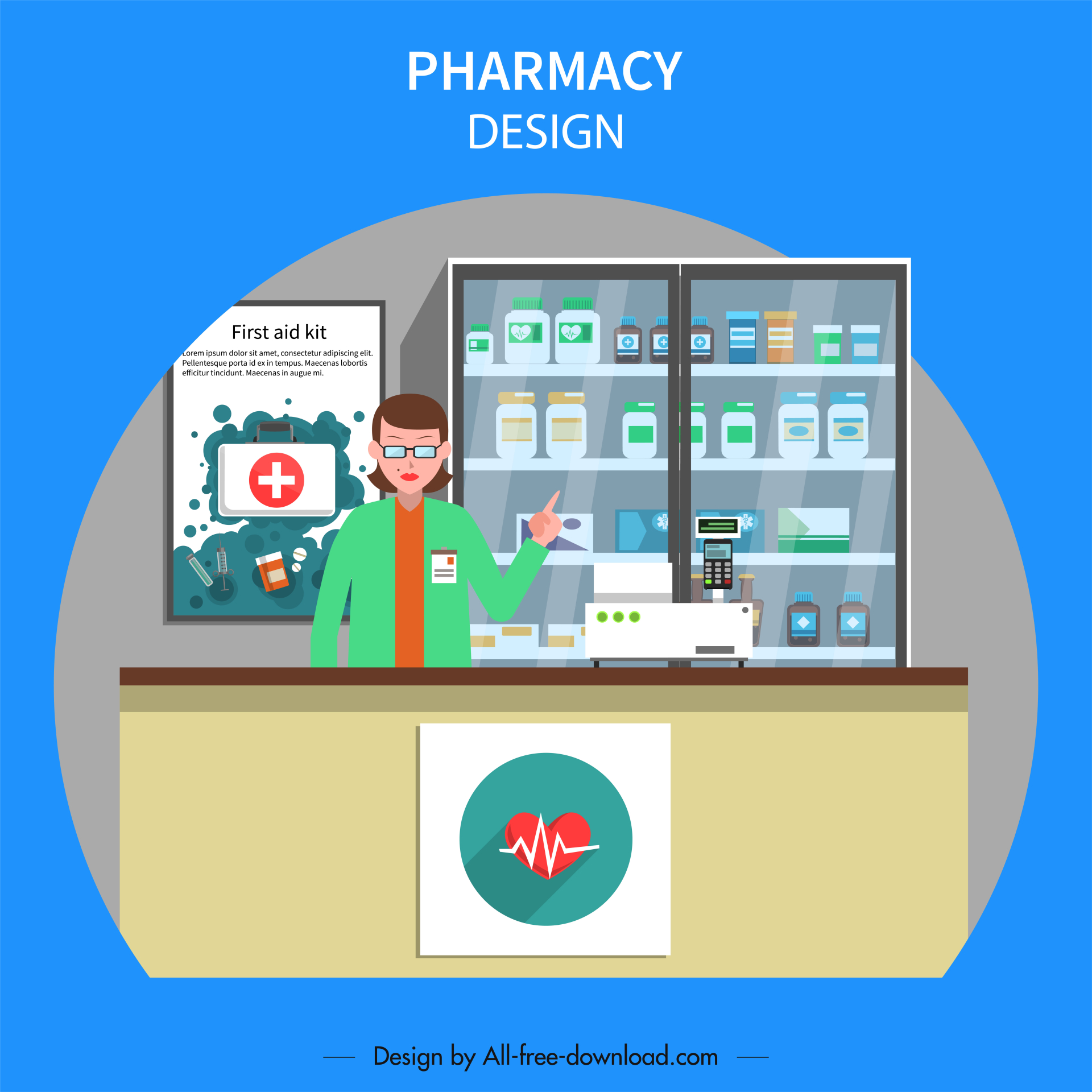 pharmacy design element cartoon sketch