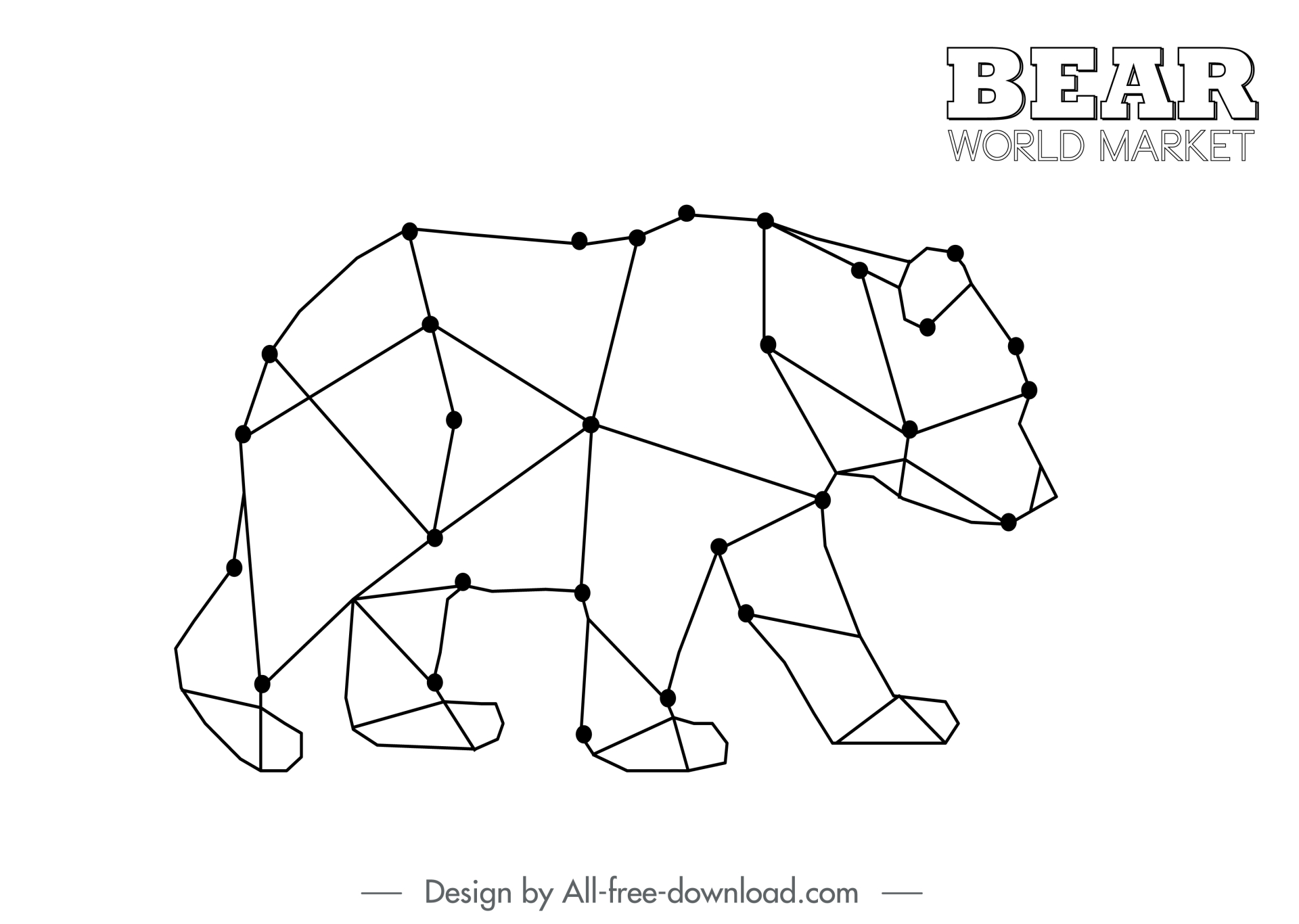 stock trade icon sign low polygonal bear sketch