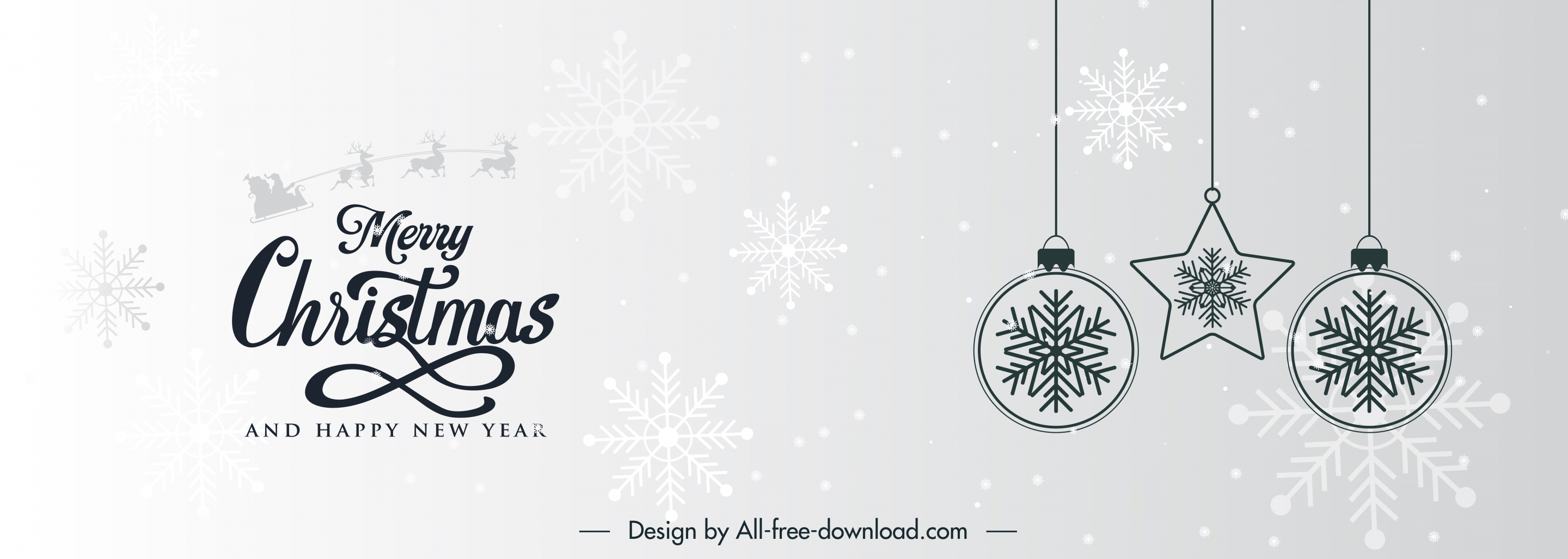 xmas banner template elegant baubles black white design