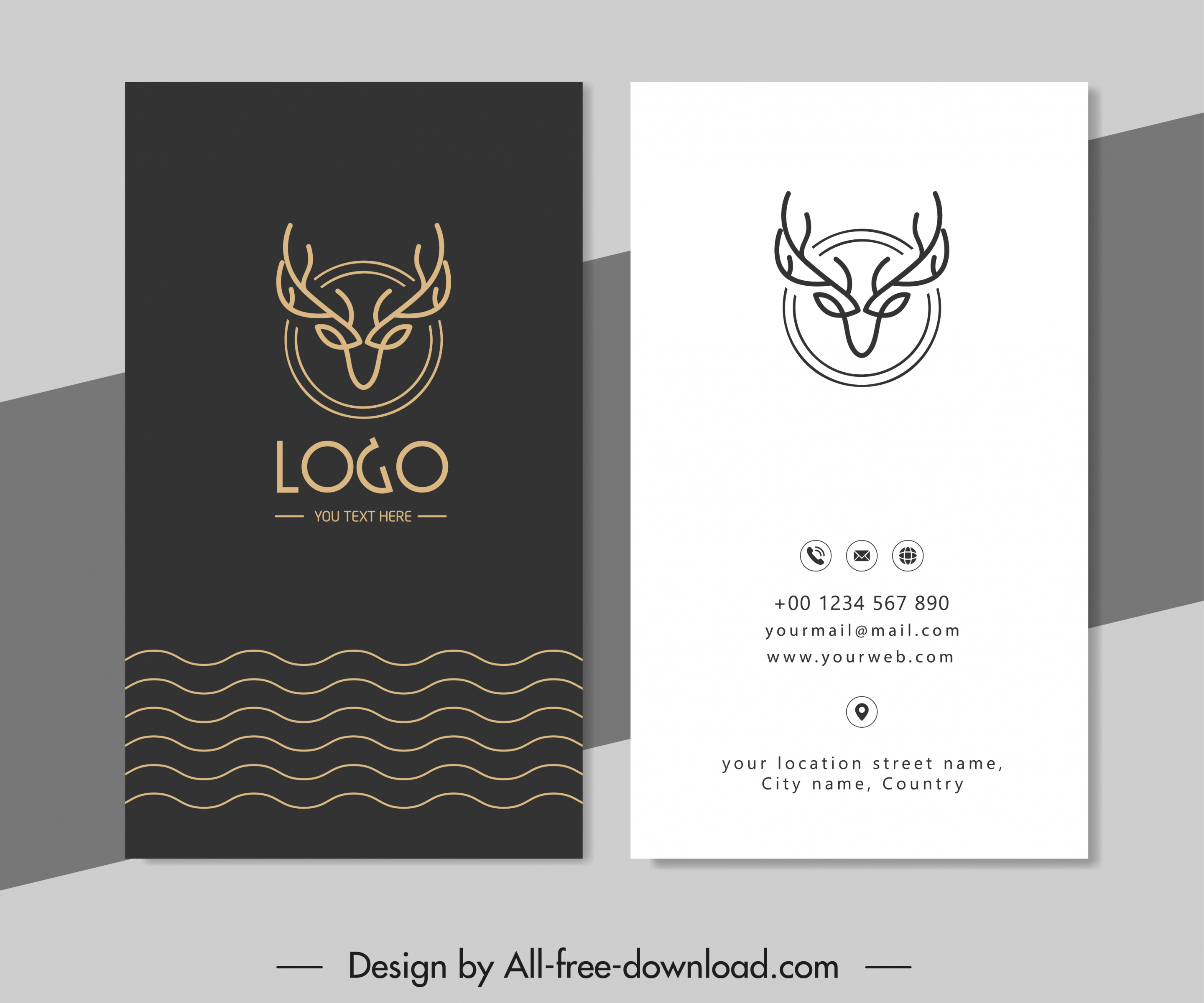 business card template contrast design reindeer head logo