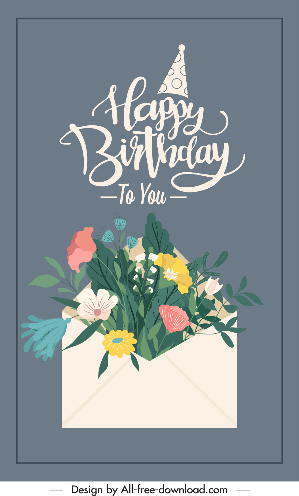 birthday card cover template flowers envelope decor