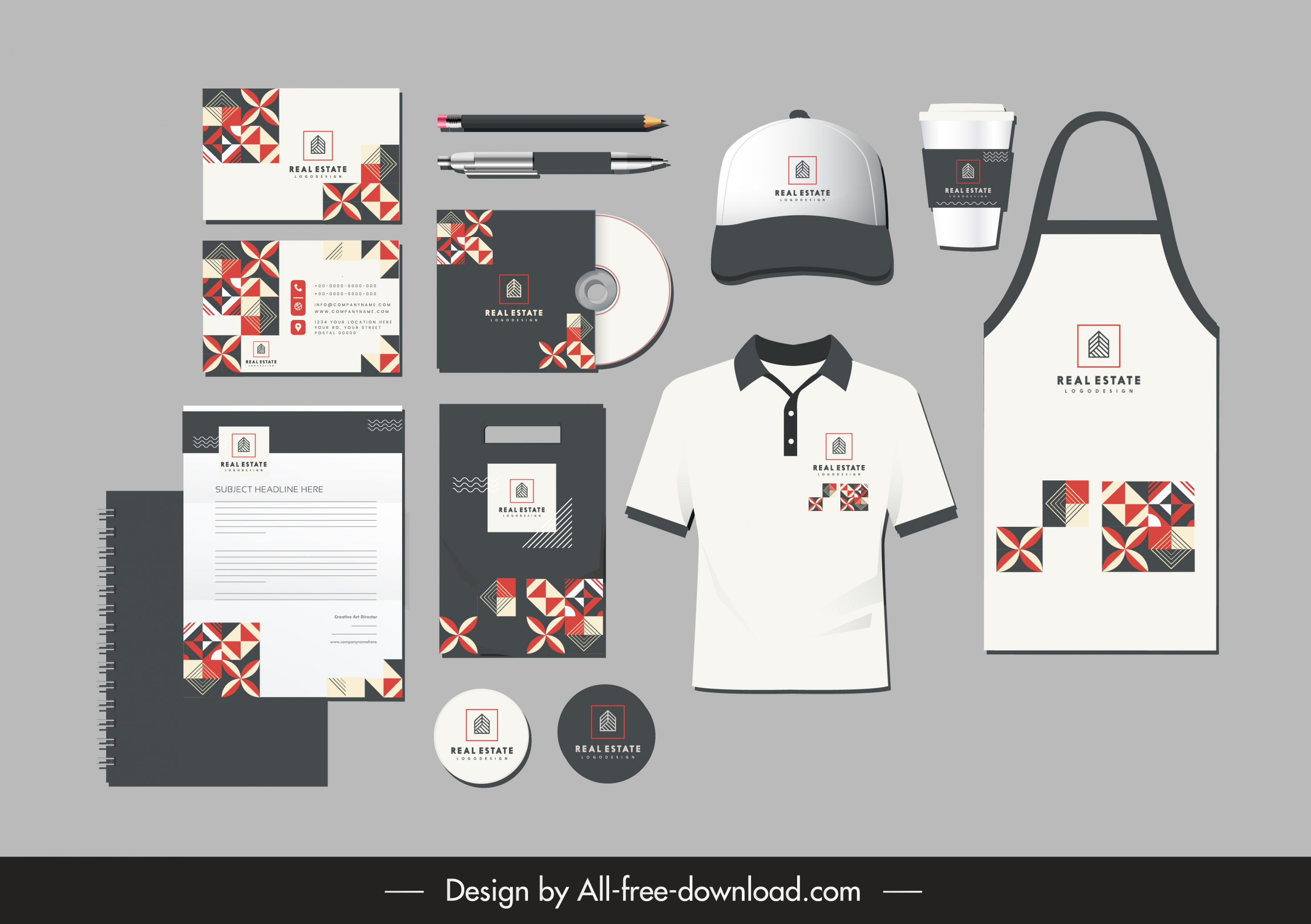 branding identity sets symmetrical pattern elements decor