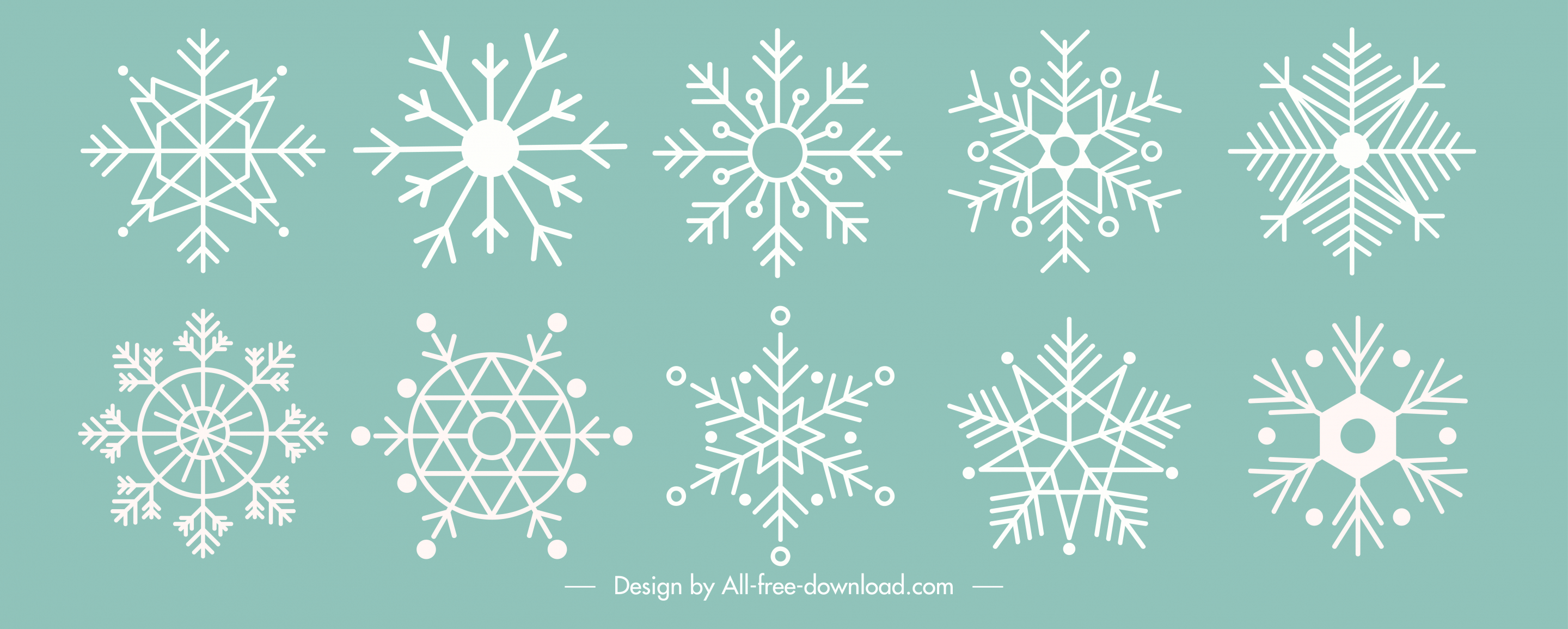 snowflakes icons classic flat symmetric shapes