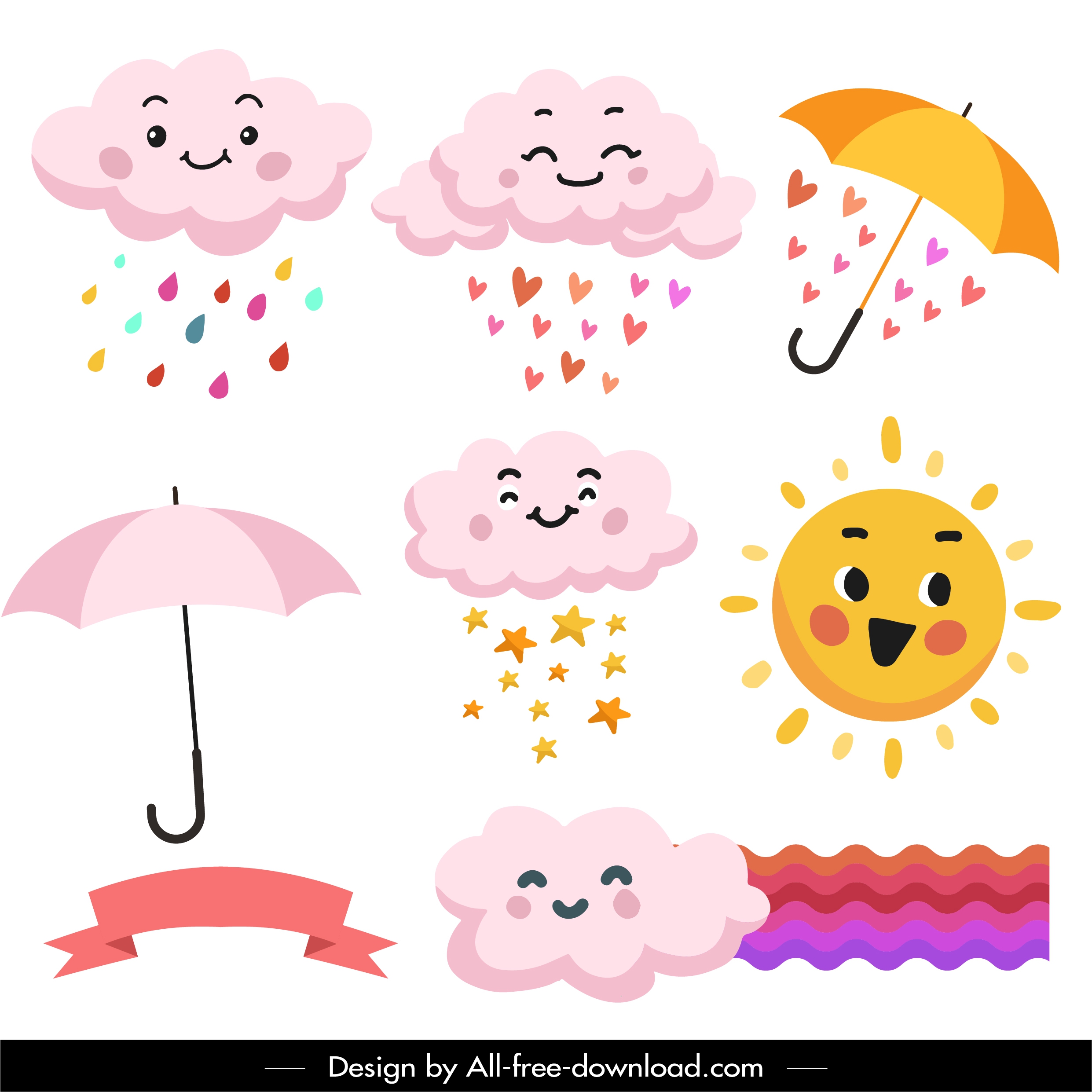 weather forecast design elements cute stylized sketch