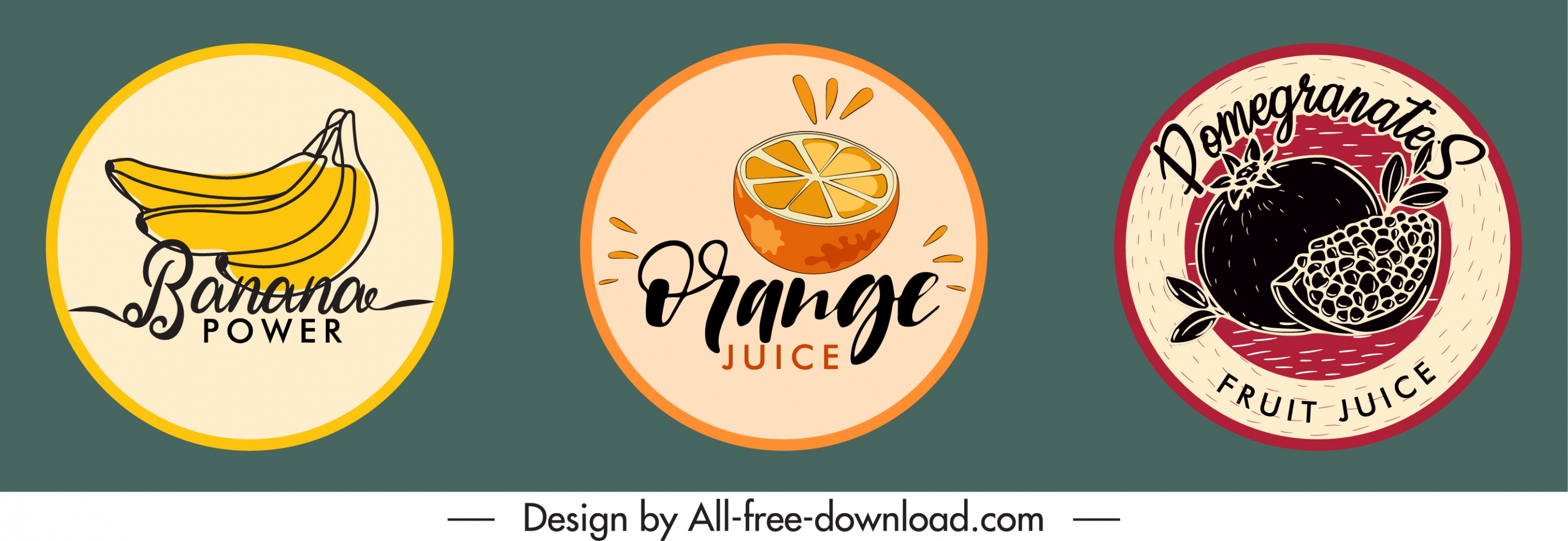 fruit labels templates handdrawn symbols classic design