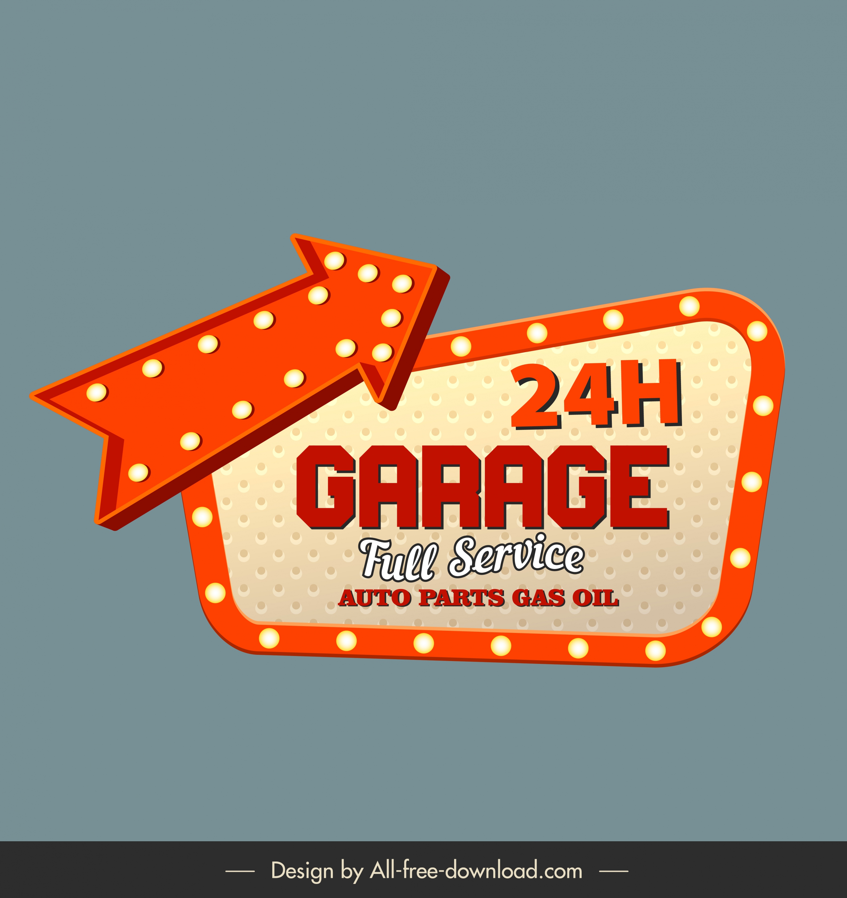 garage signboard template arrow sketch classic light decor