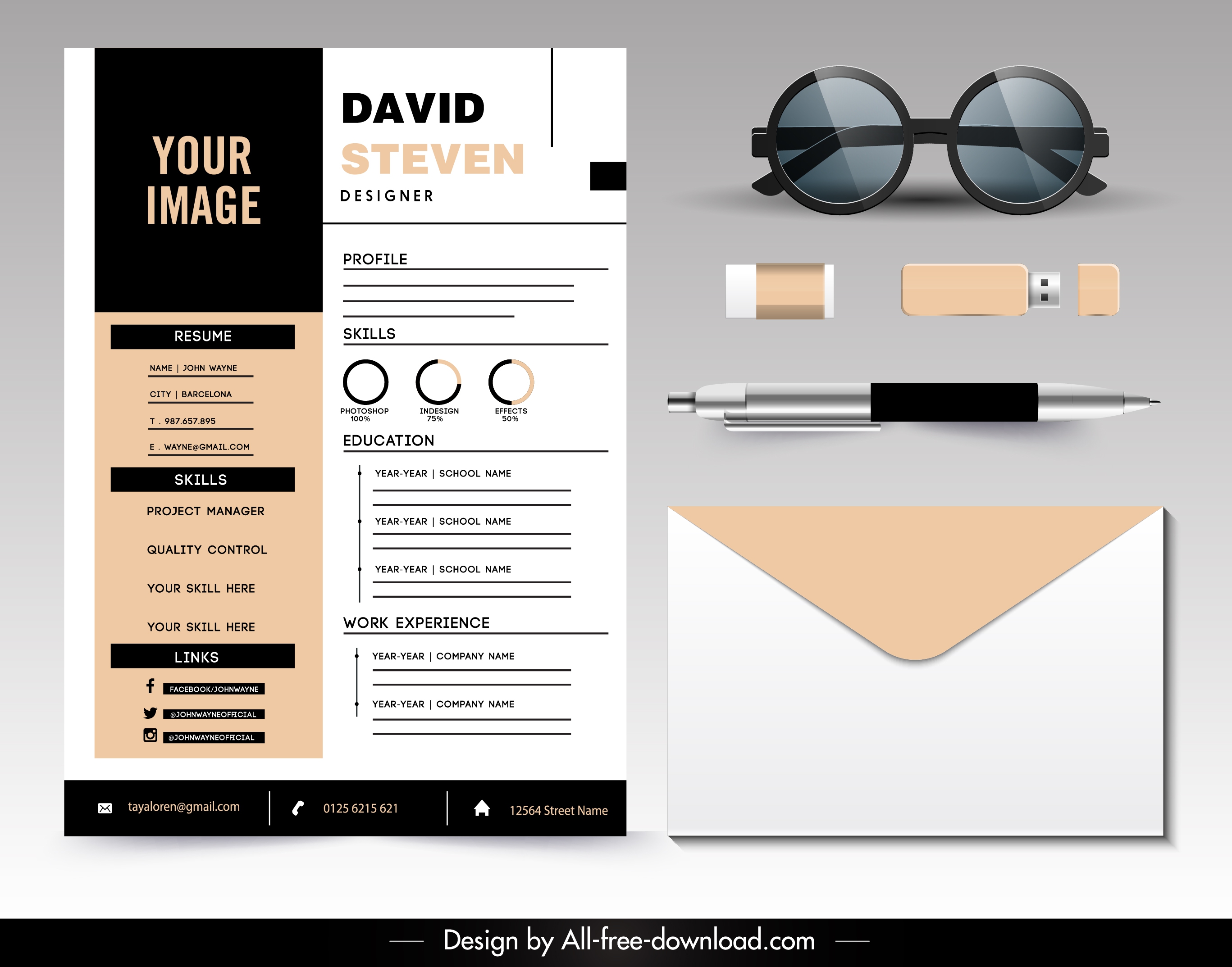 personnel resume template modern elegant decor