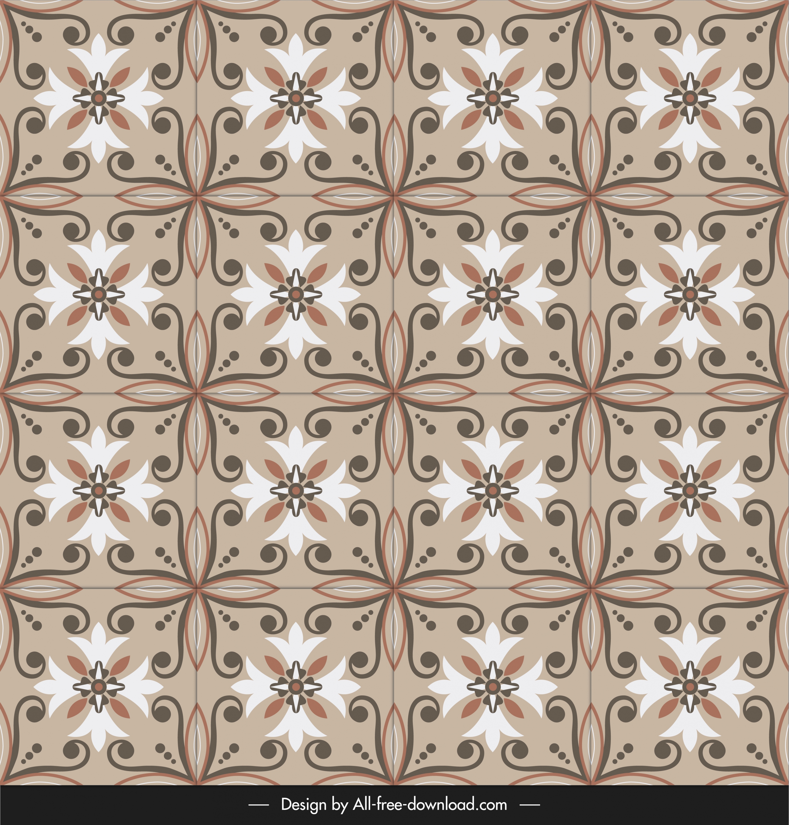 ceramic tile pattern elegant vintage symmetric floral decor