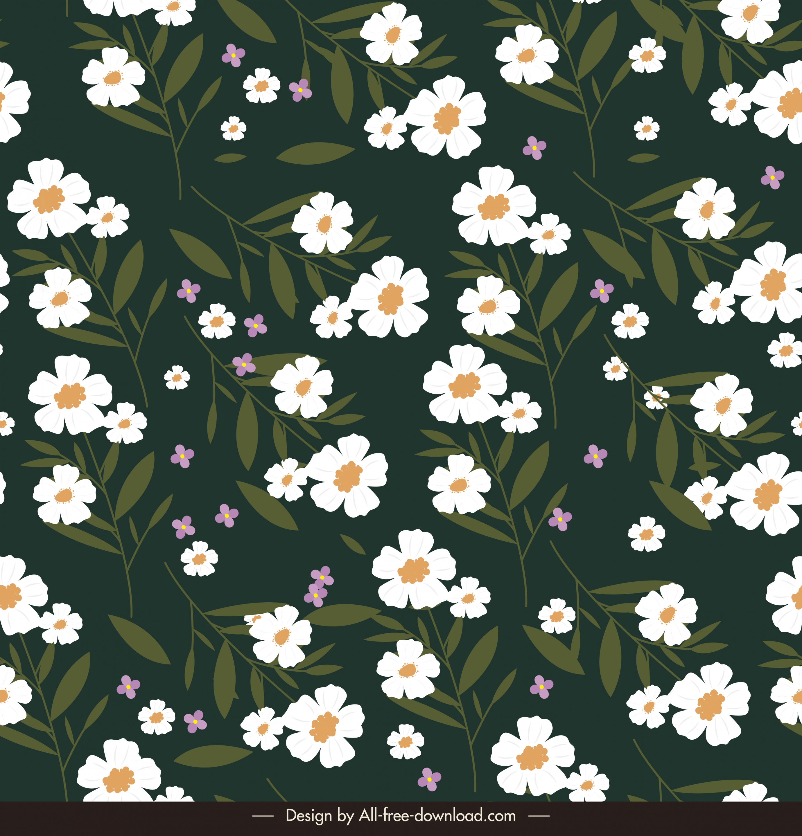 flowers pattern template dark design elegant classic petals