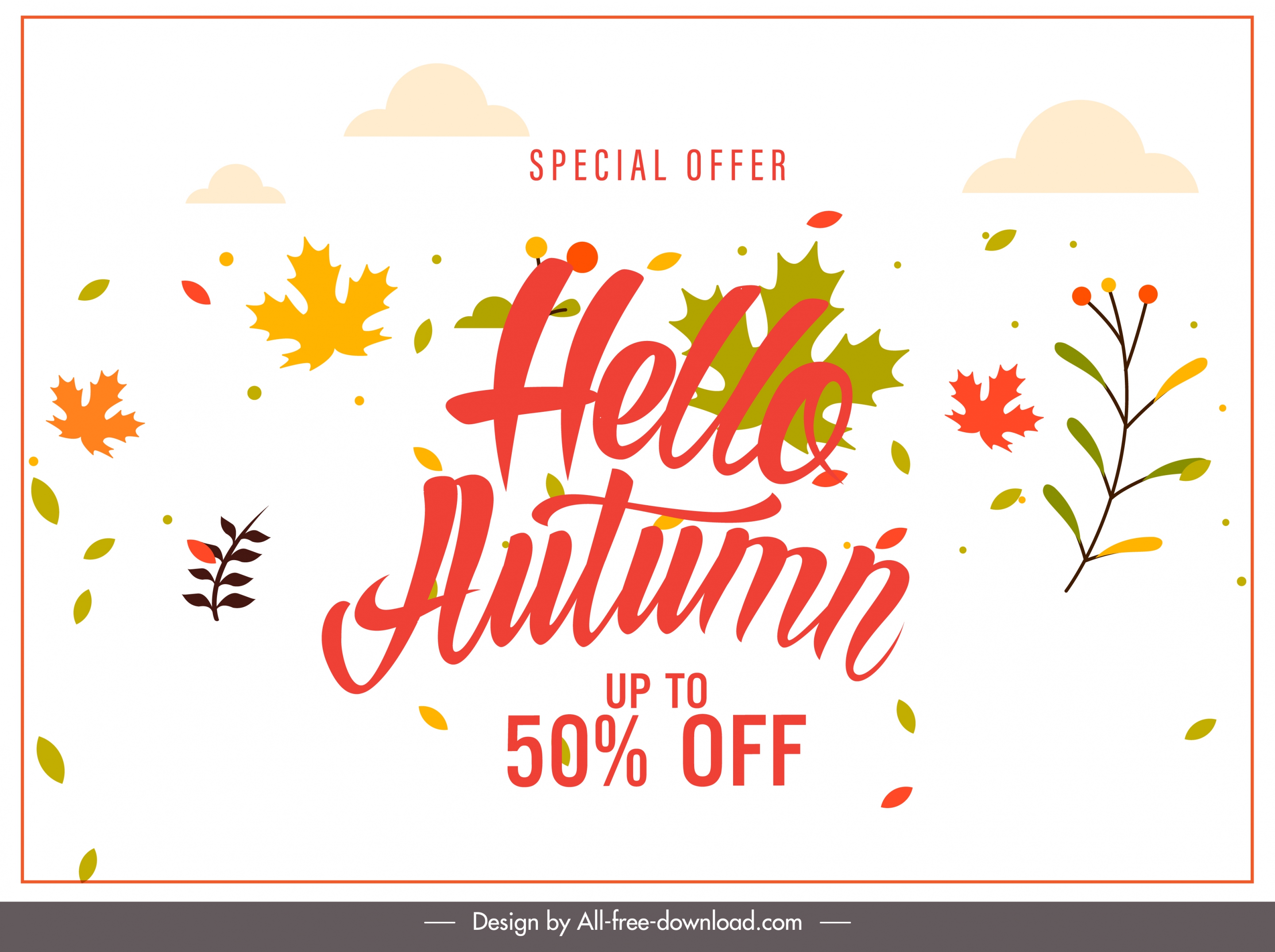 autumn sale banner template bright leaves decor