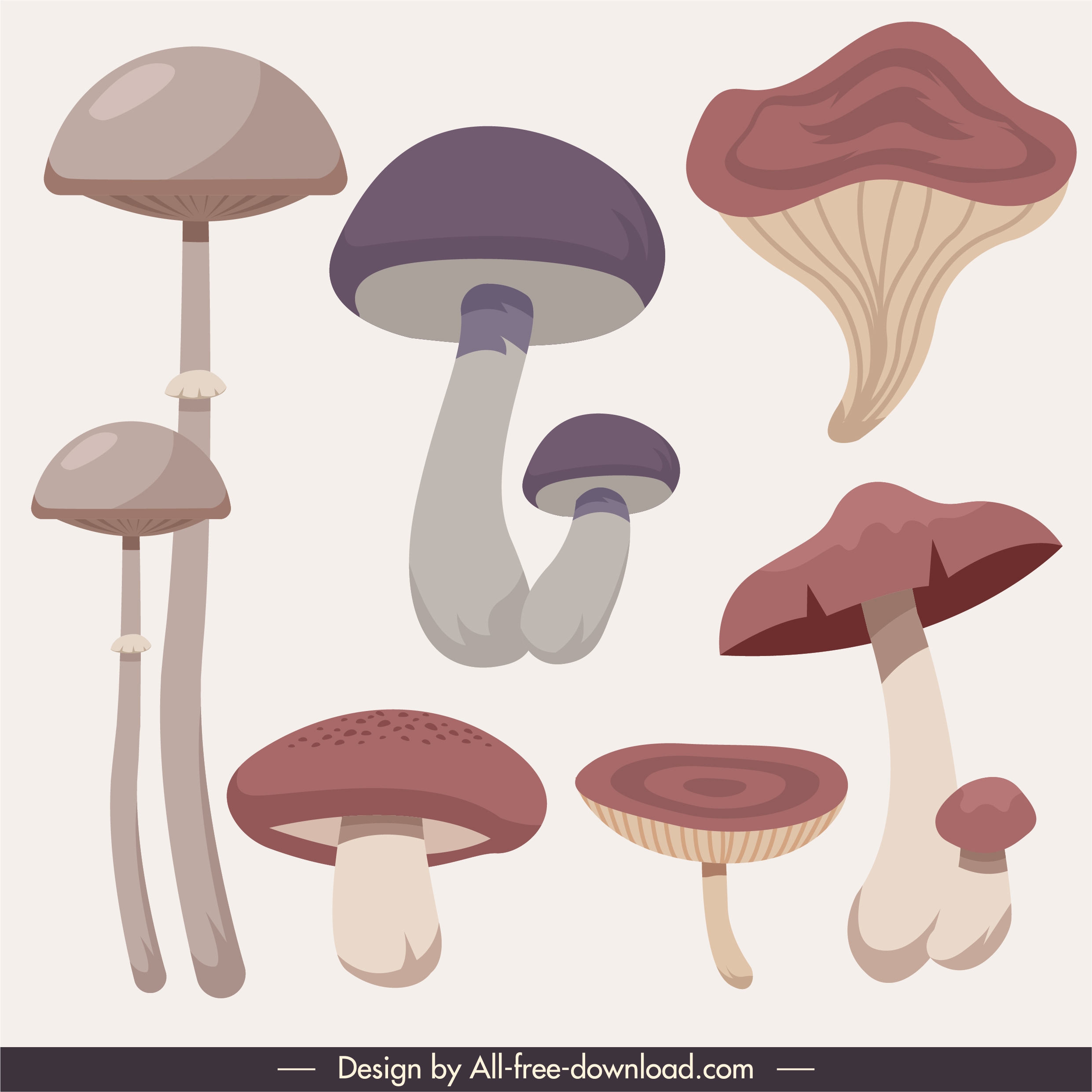 mushroom icons classical handdrawn sketch