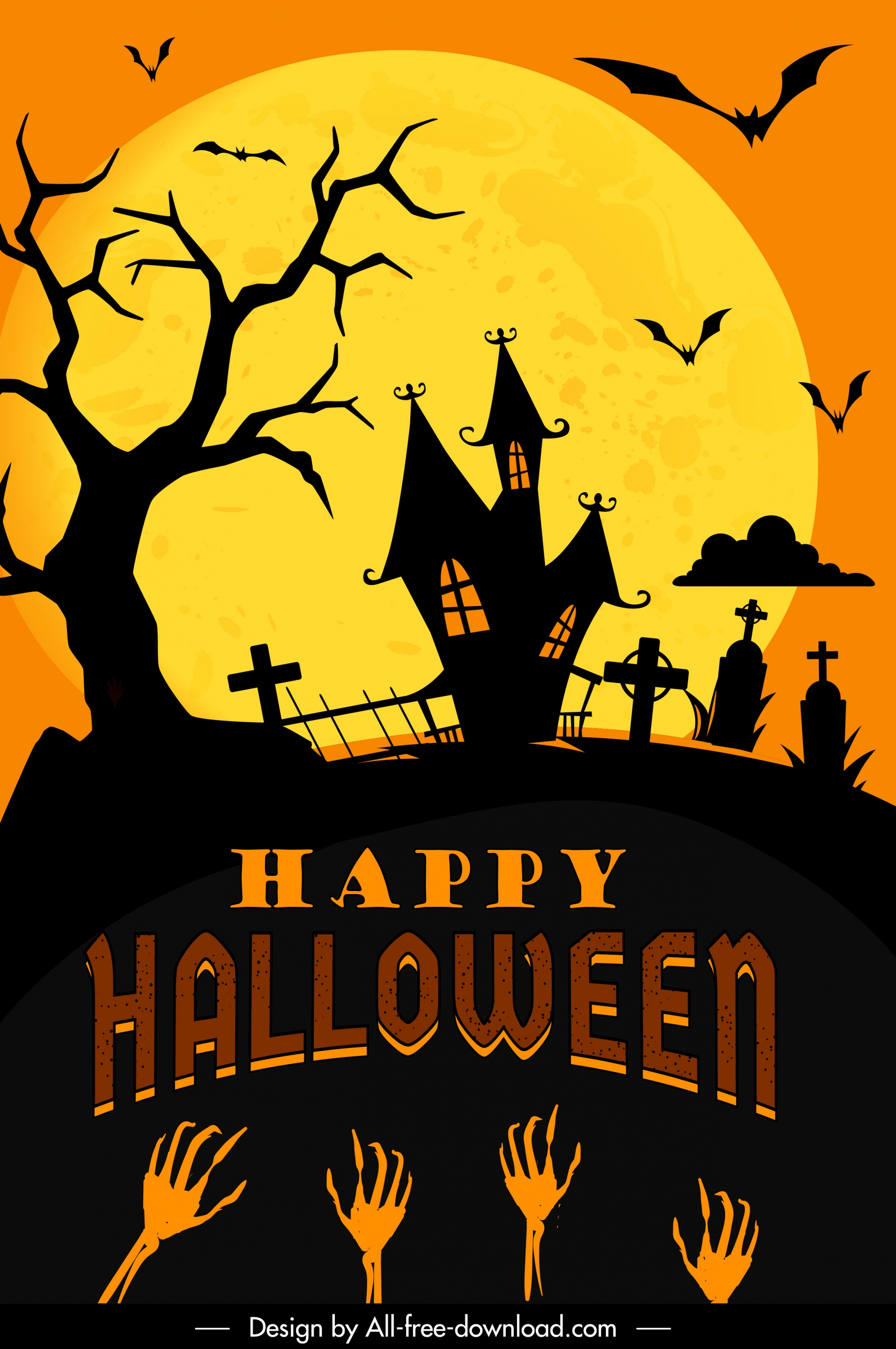 halloween banner template dark moonlight scary elements decor