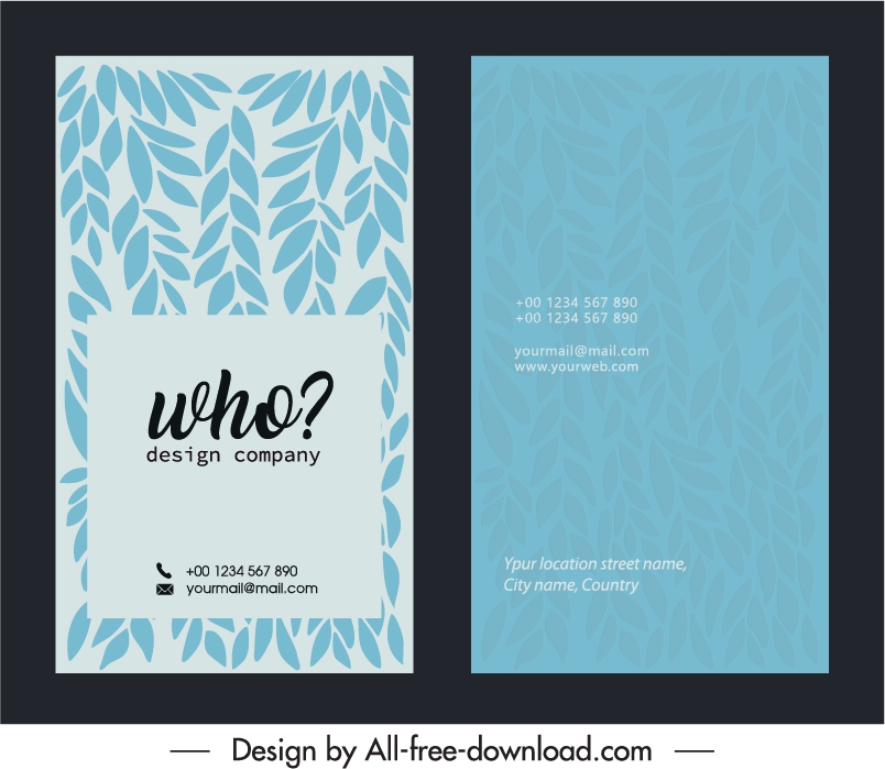 business card template retro flat leaves decor