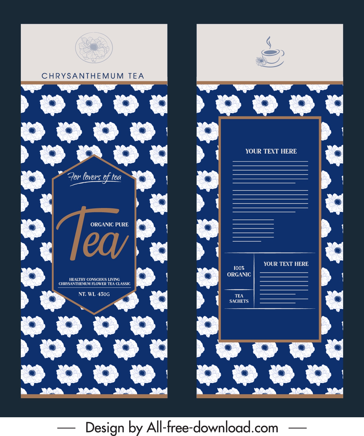 tea package template elegant classical petals decor