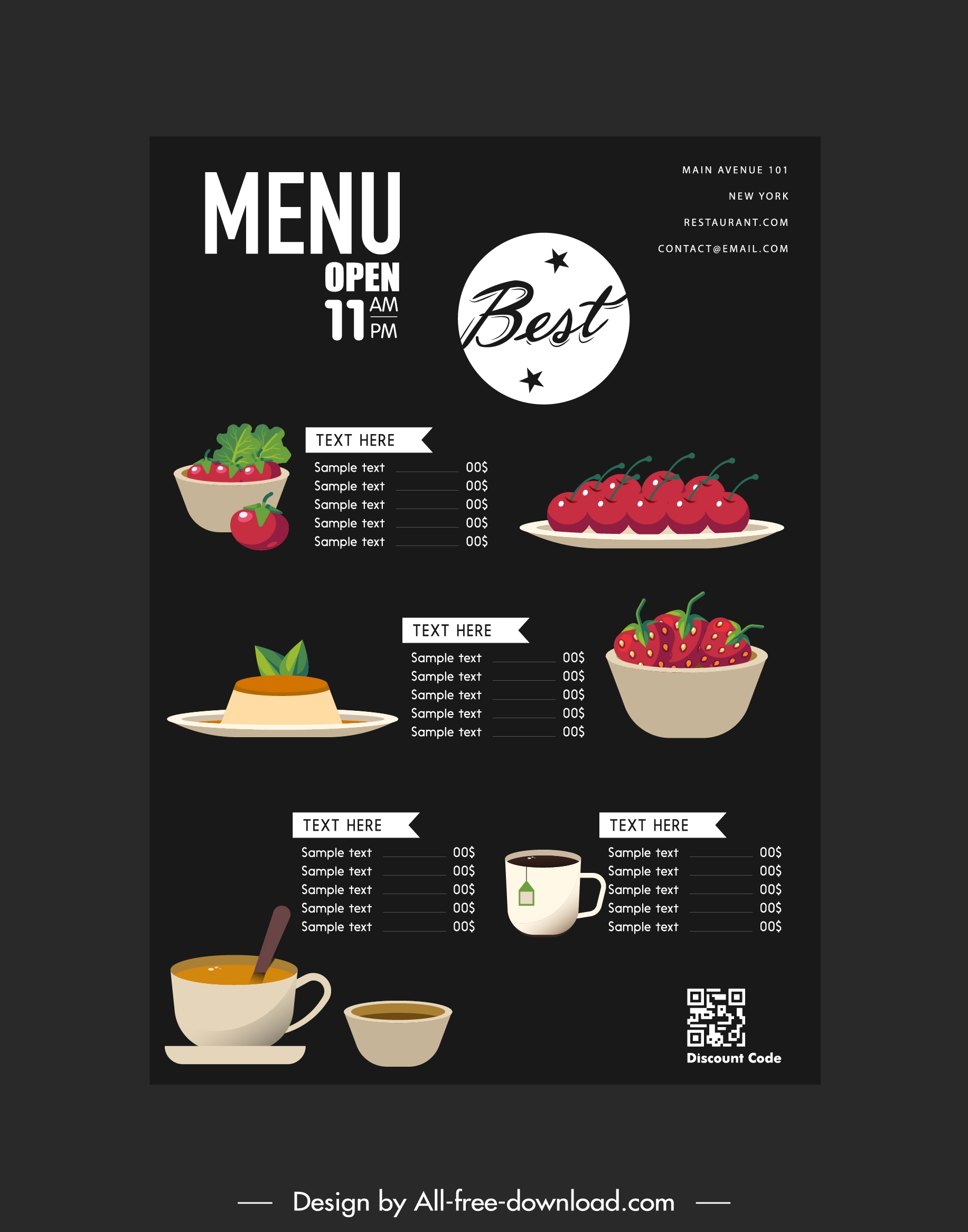 dessert menu template elegant dark decor