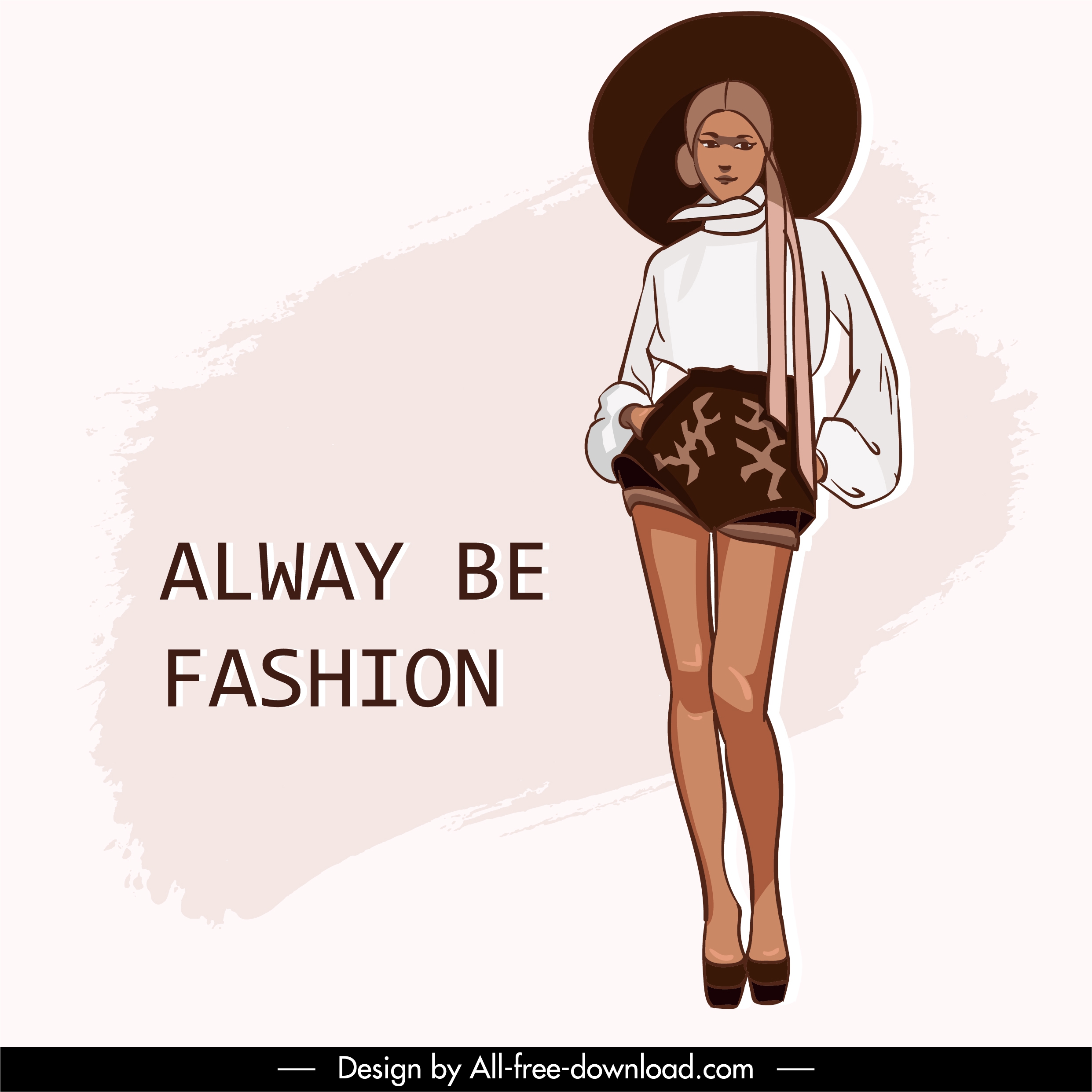 fashion banner template casual style handdrawn model sketch