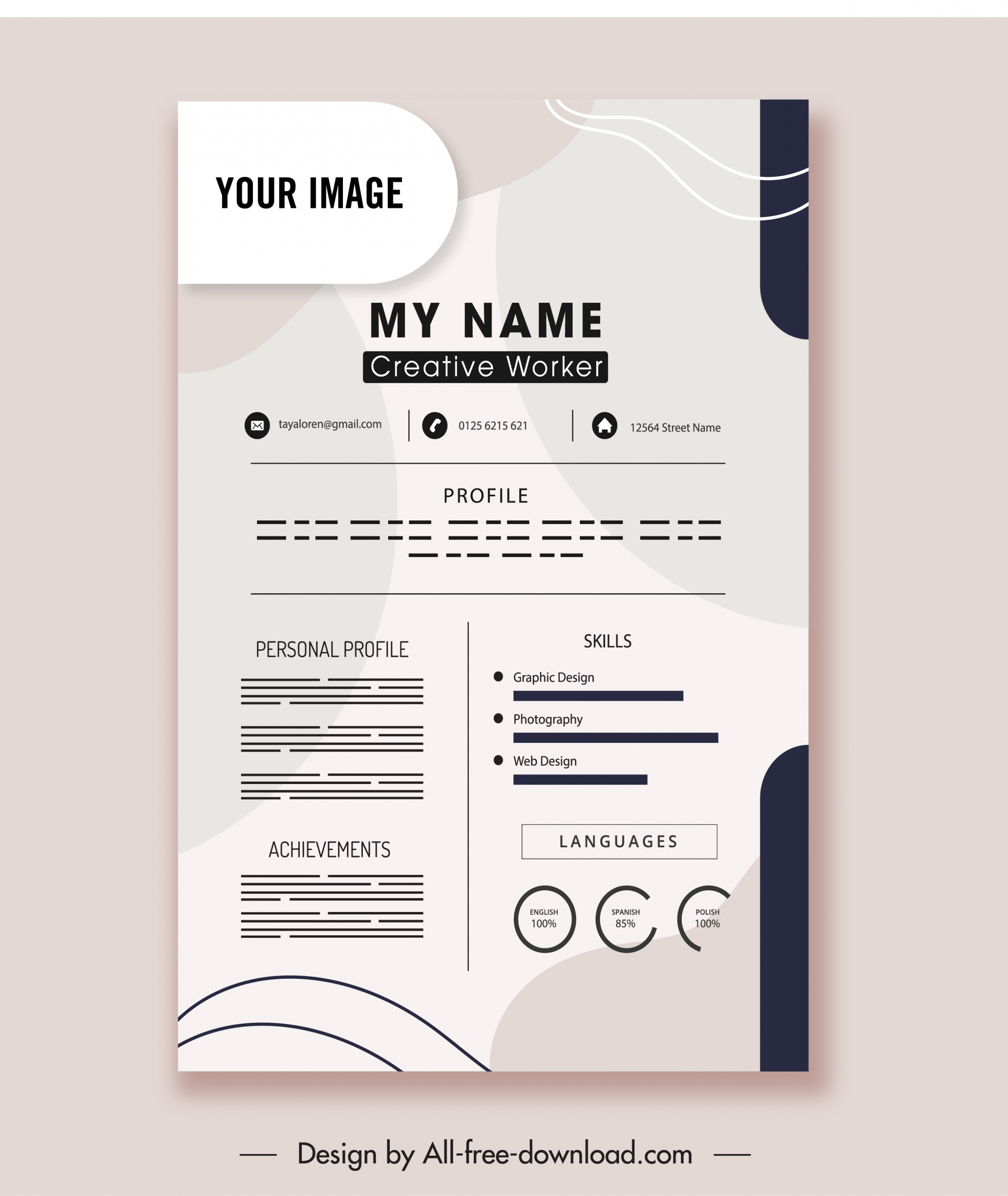 employee resume template elegant modern bright flat decor