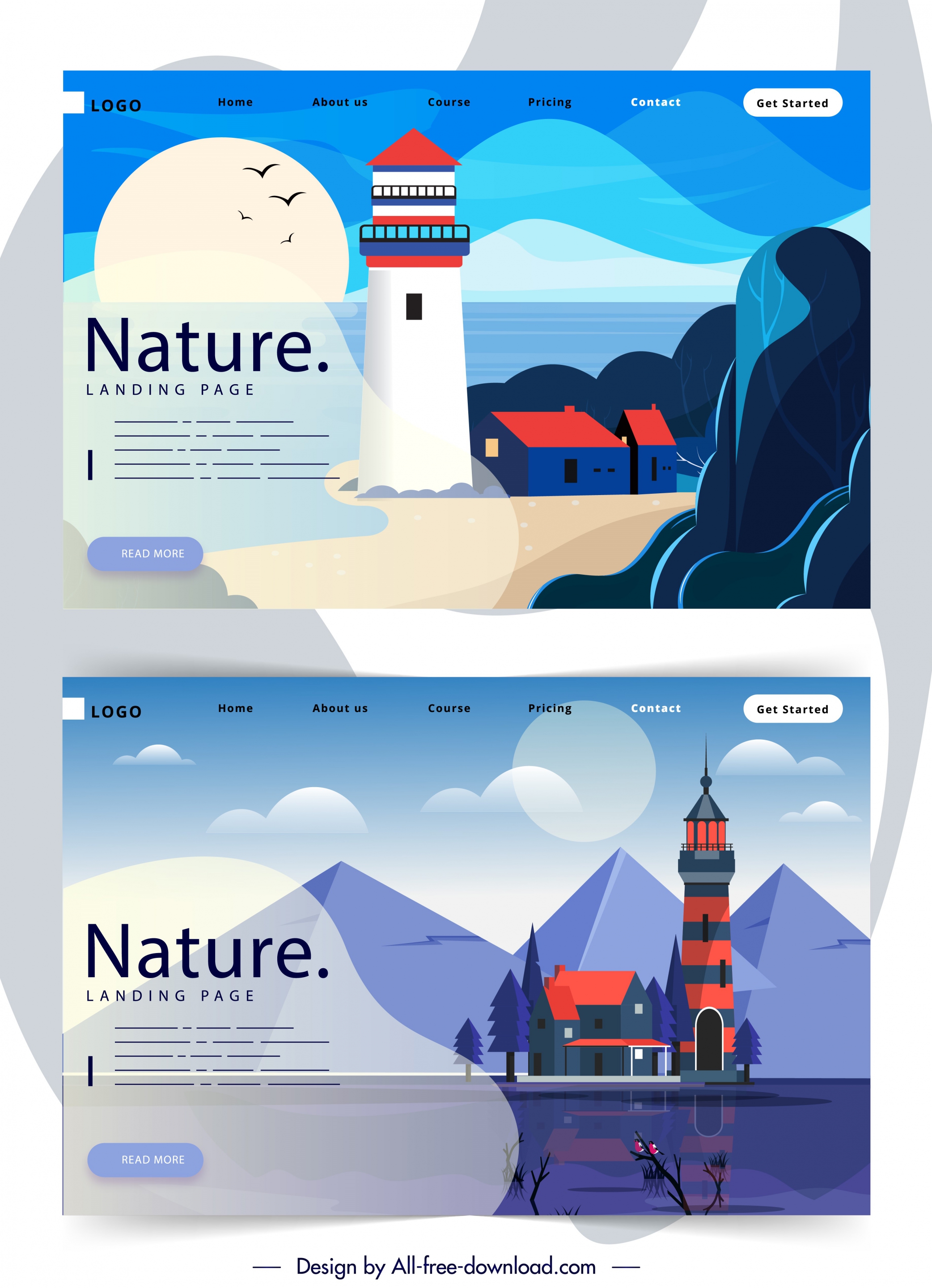 scenery website templates colorful cartoon design