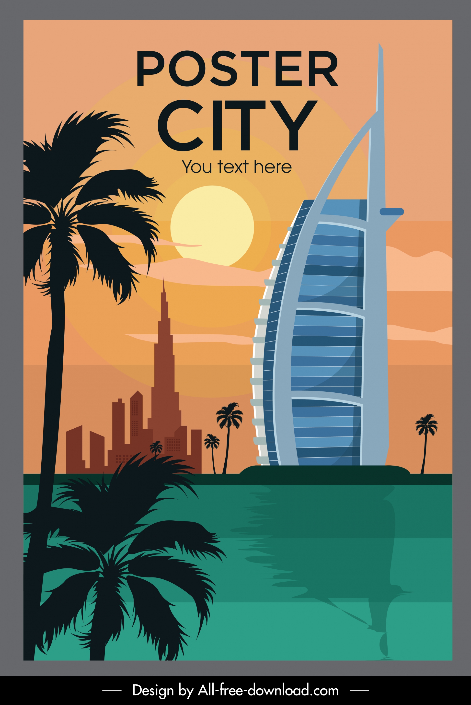 landmark poster template modern architecture sketch