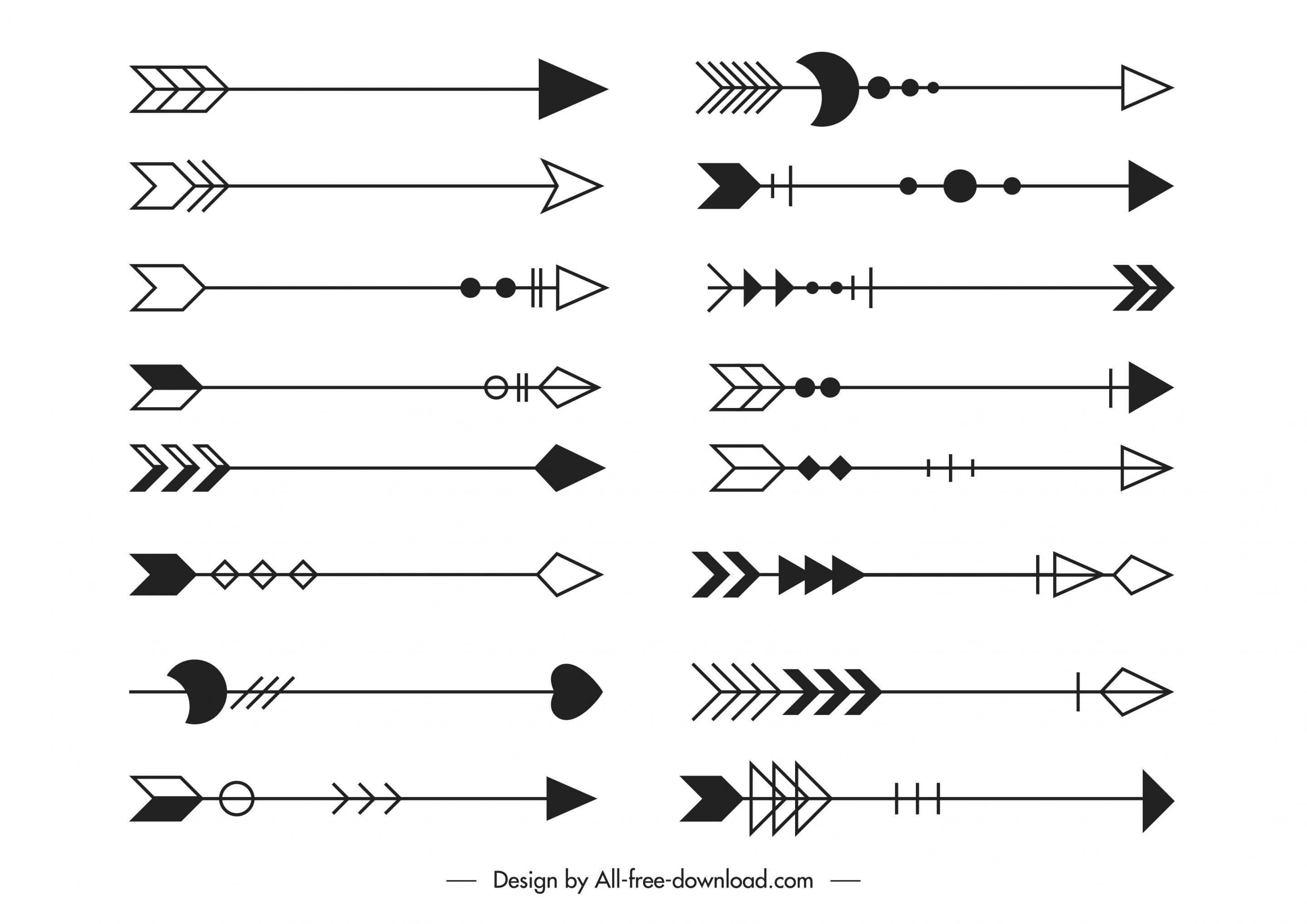 decorative arrows templates classic flat tribal sketch