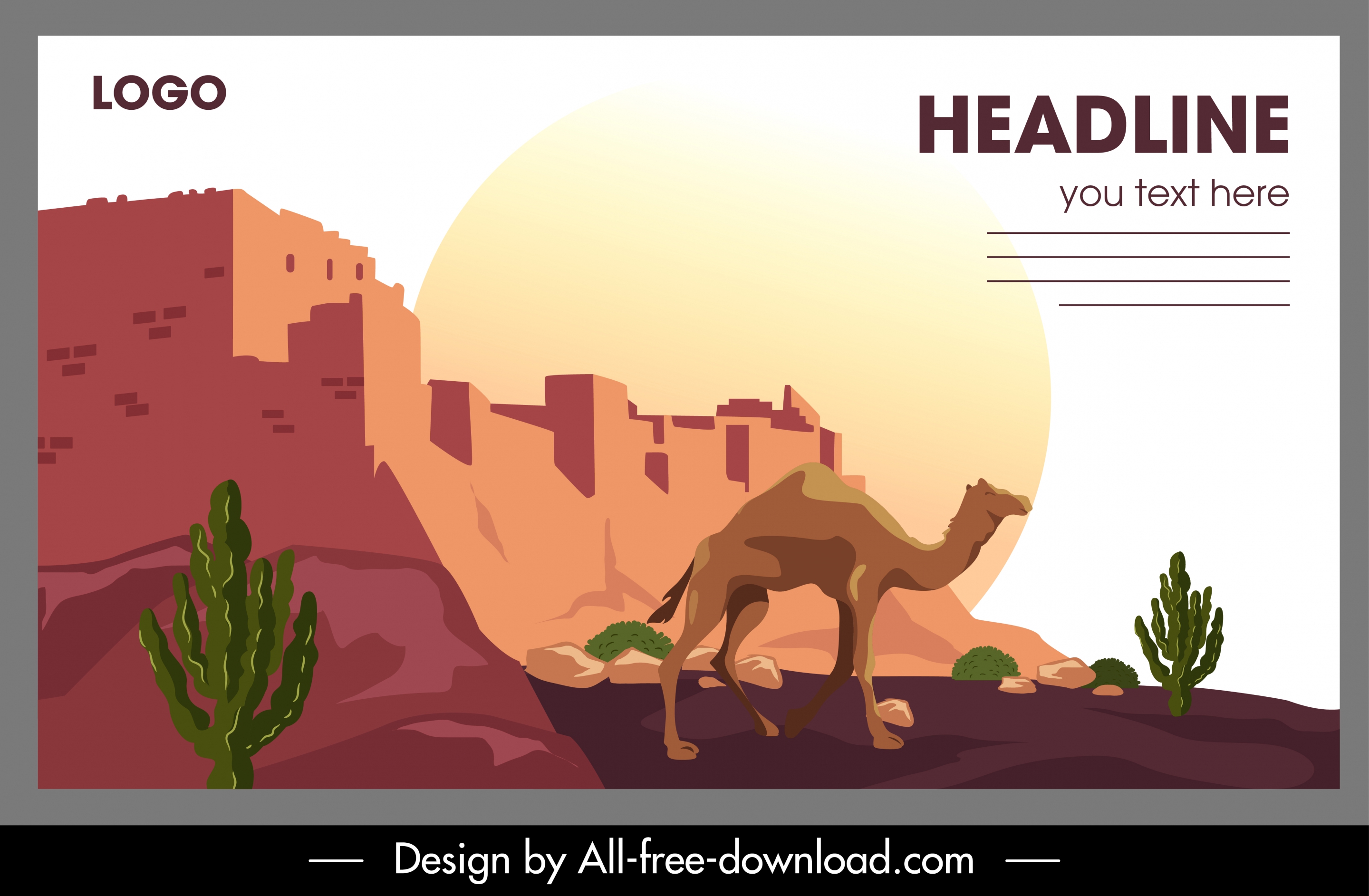 desert scenery banner colored classic design