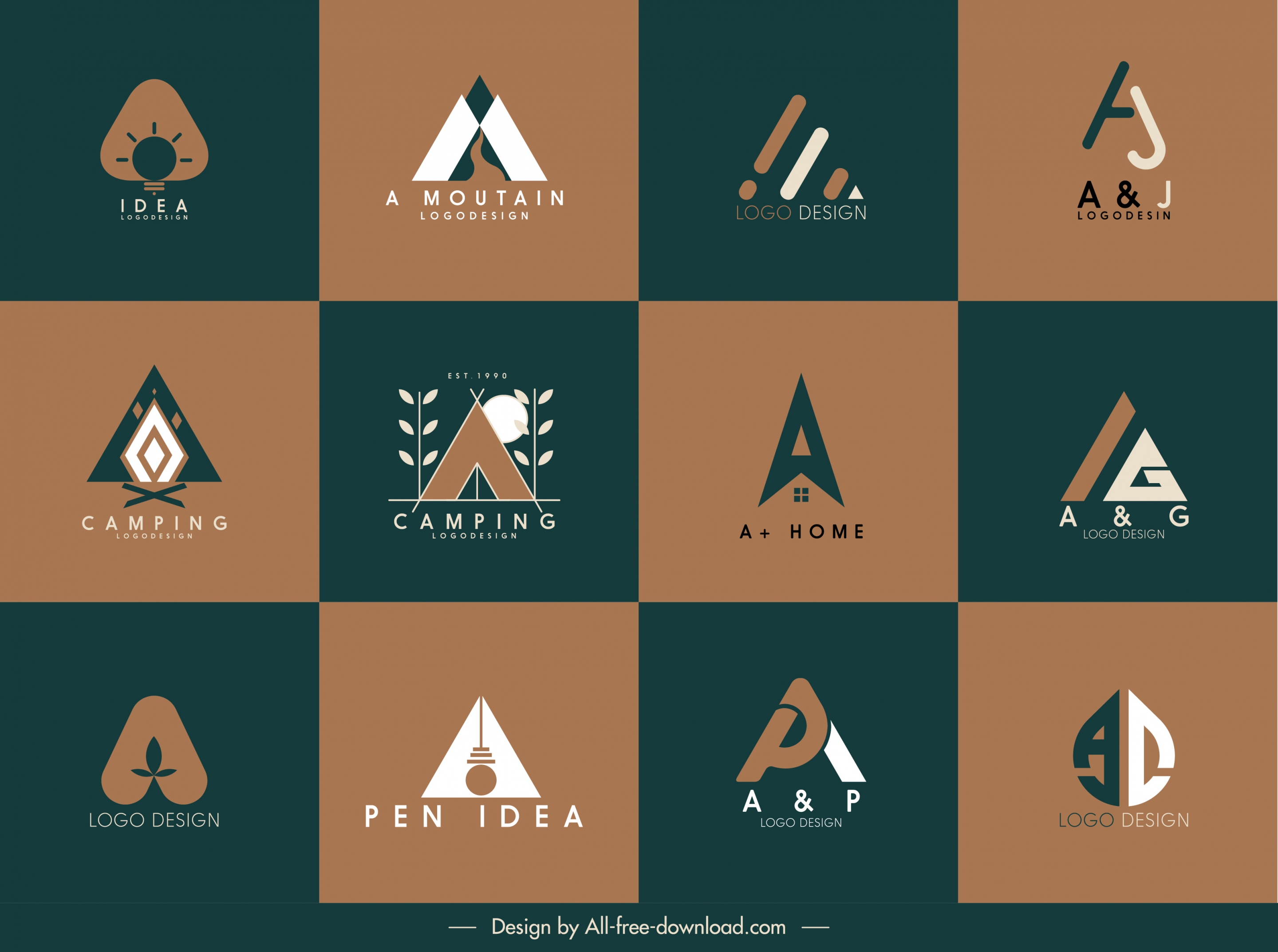 logotypes templates colored flat sketch
