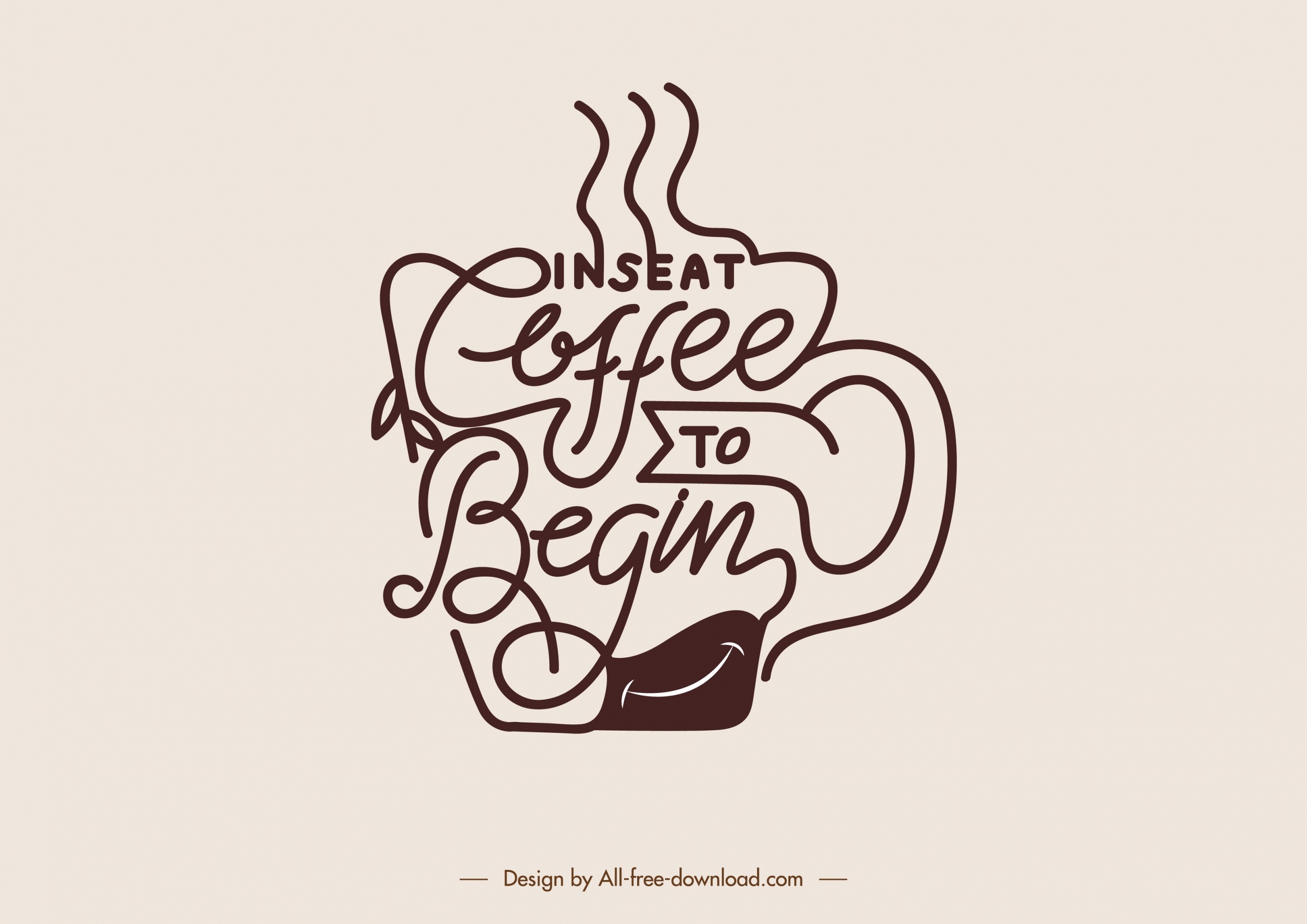 coffee style icon calligraphic curves cup sketch