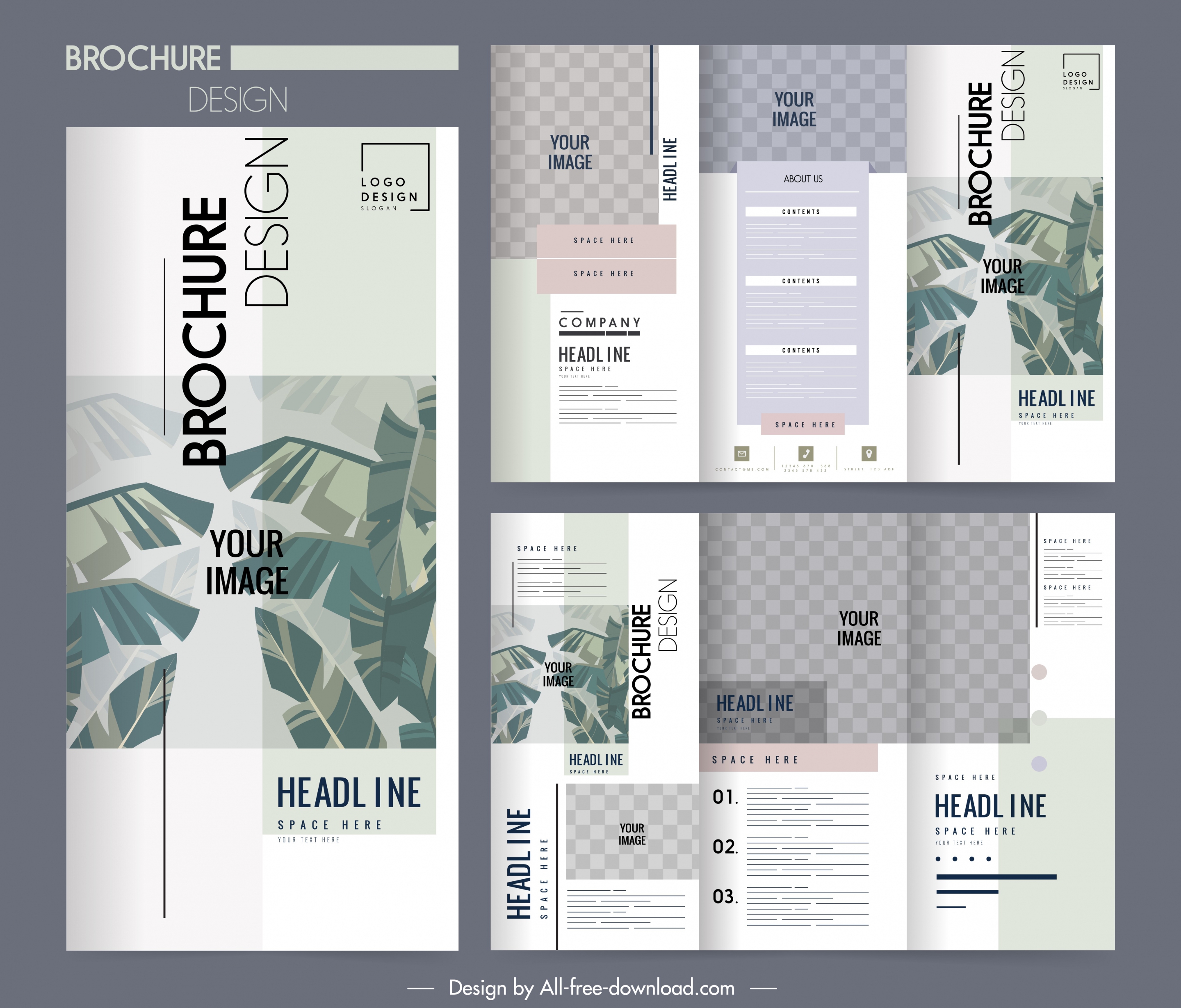 brochure templates classic elegant leaves decor