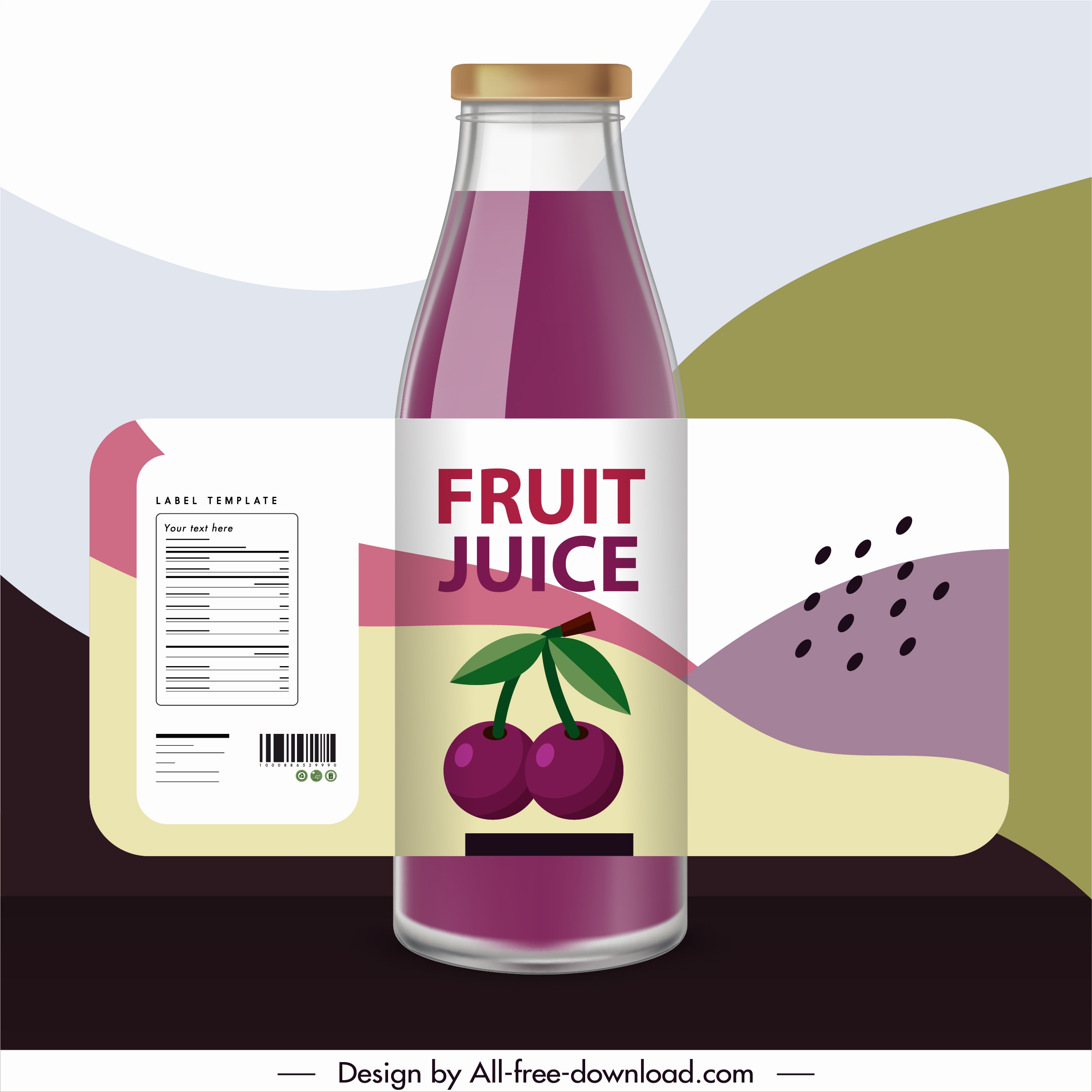 cherry juice bottle template shiny colored classic decor