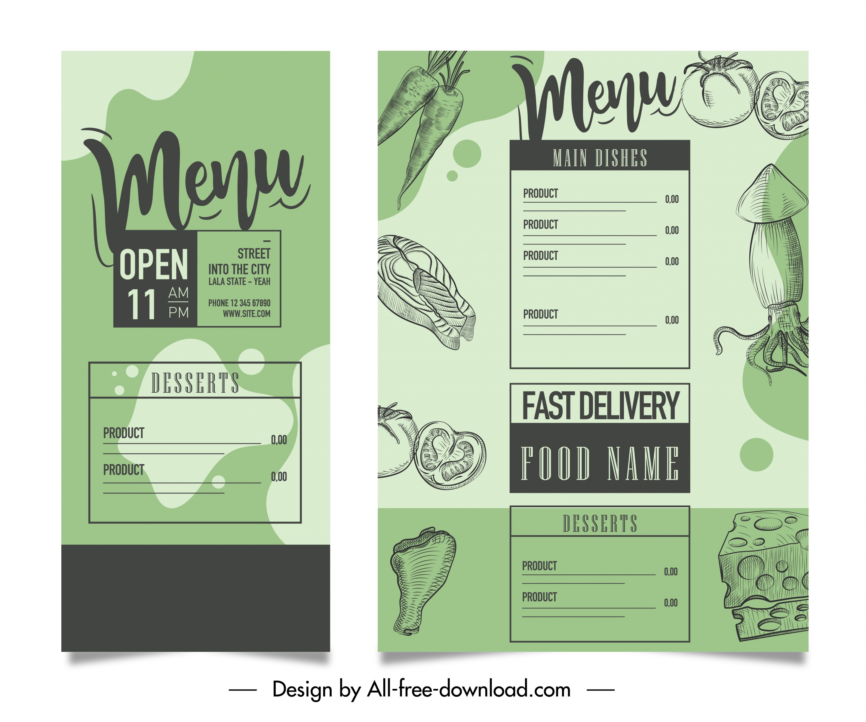 menu template classical handdrawn decor