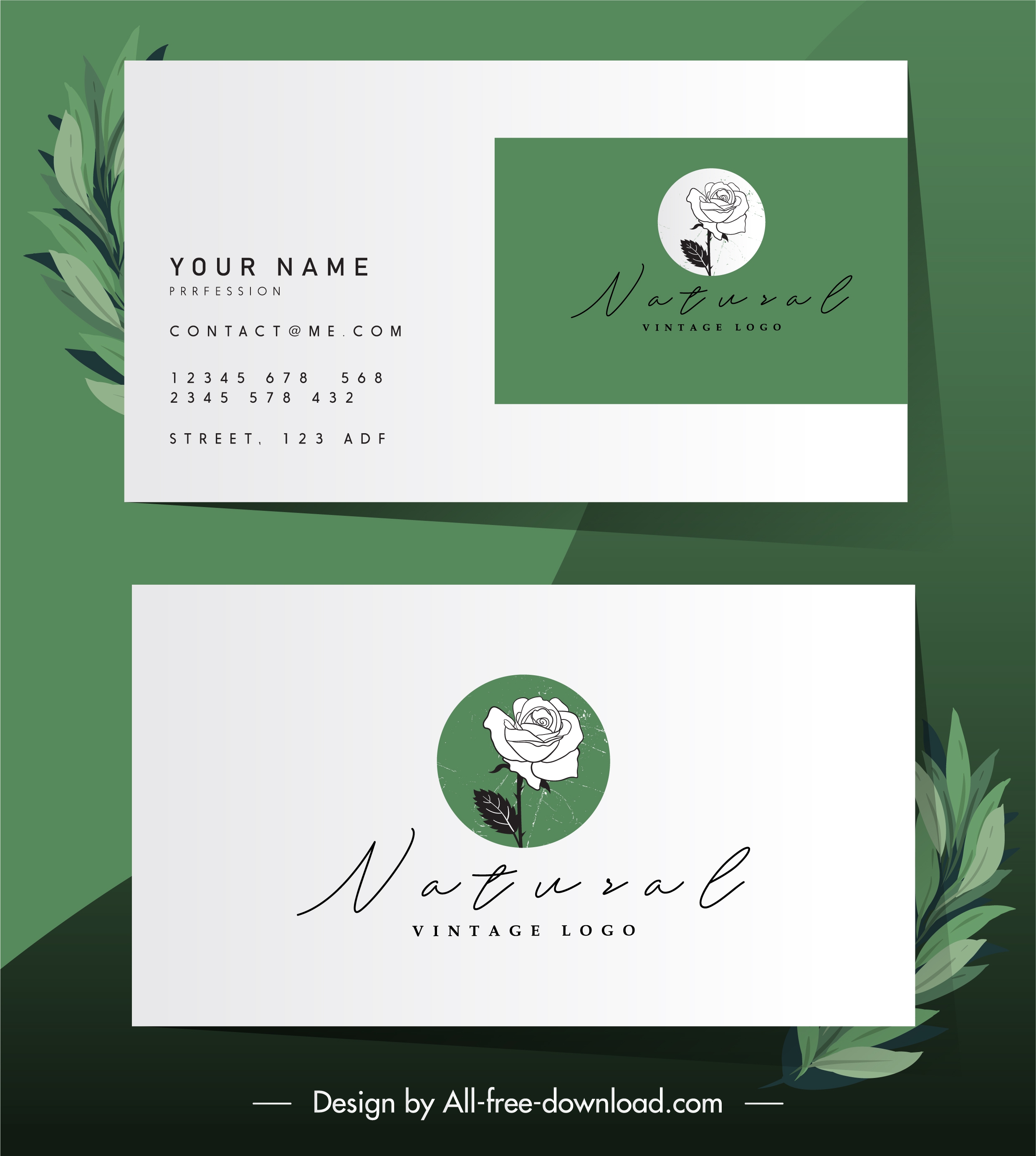 business card template rose sketch classic handdrawn