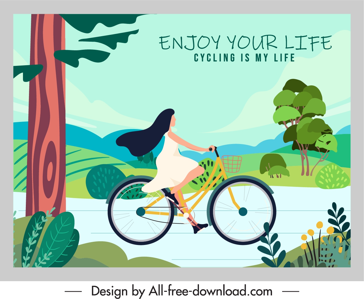 life enjoy banner colorful flat cartoon motion sketch