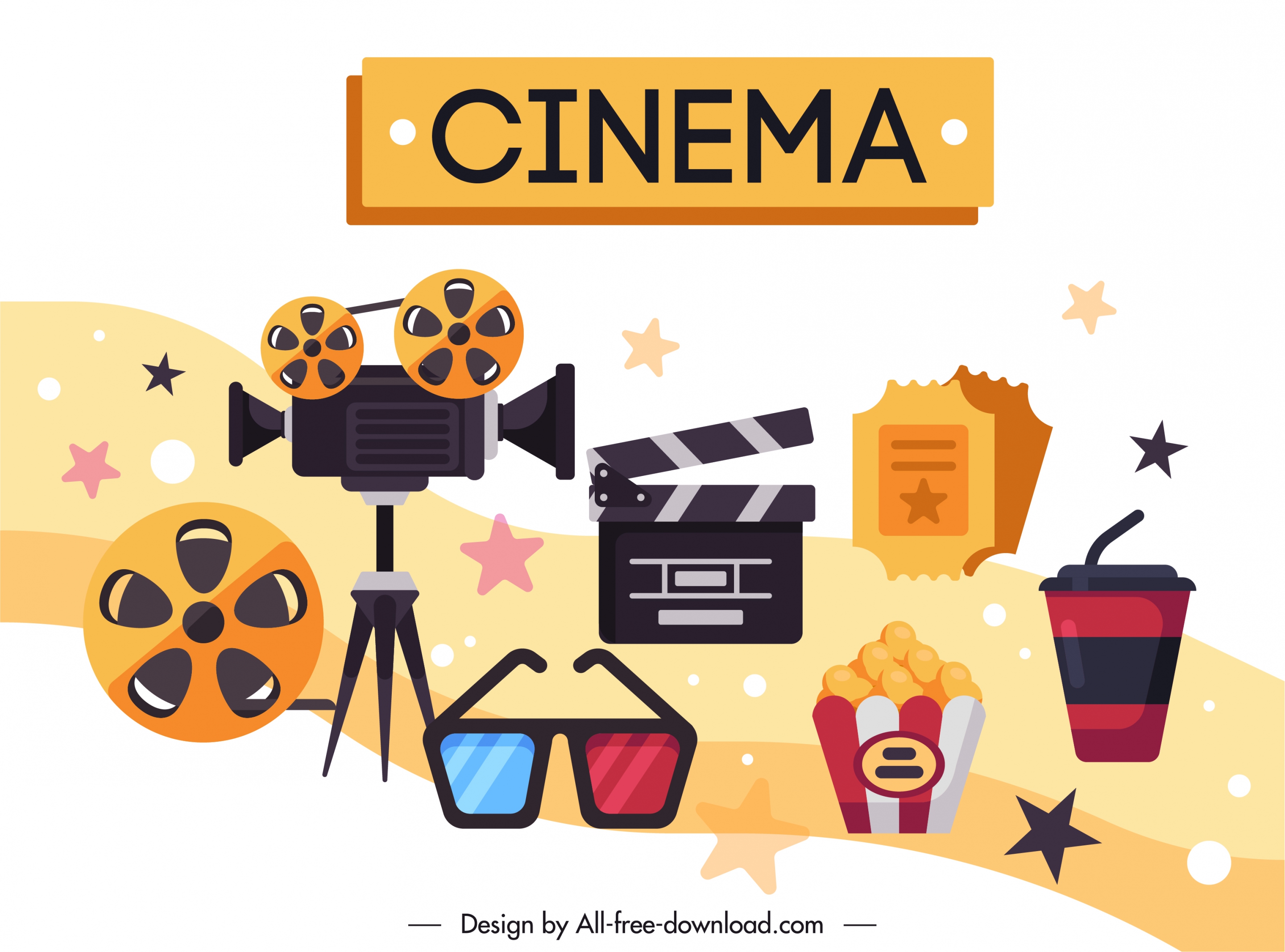 cinema design elements colorful classic flat design