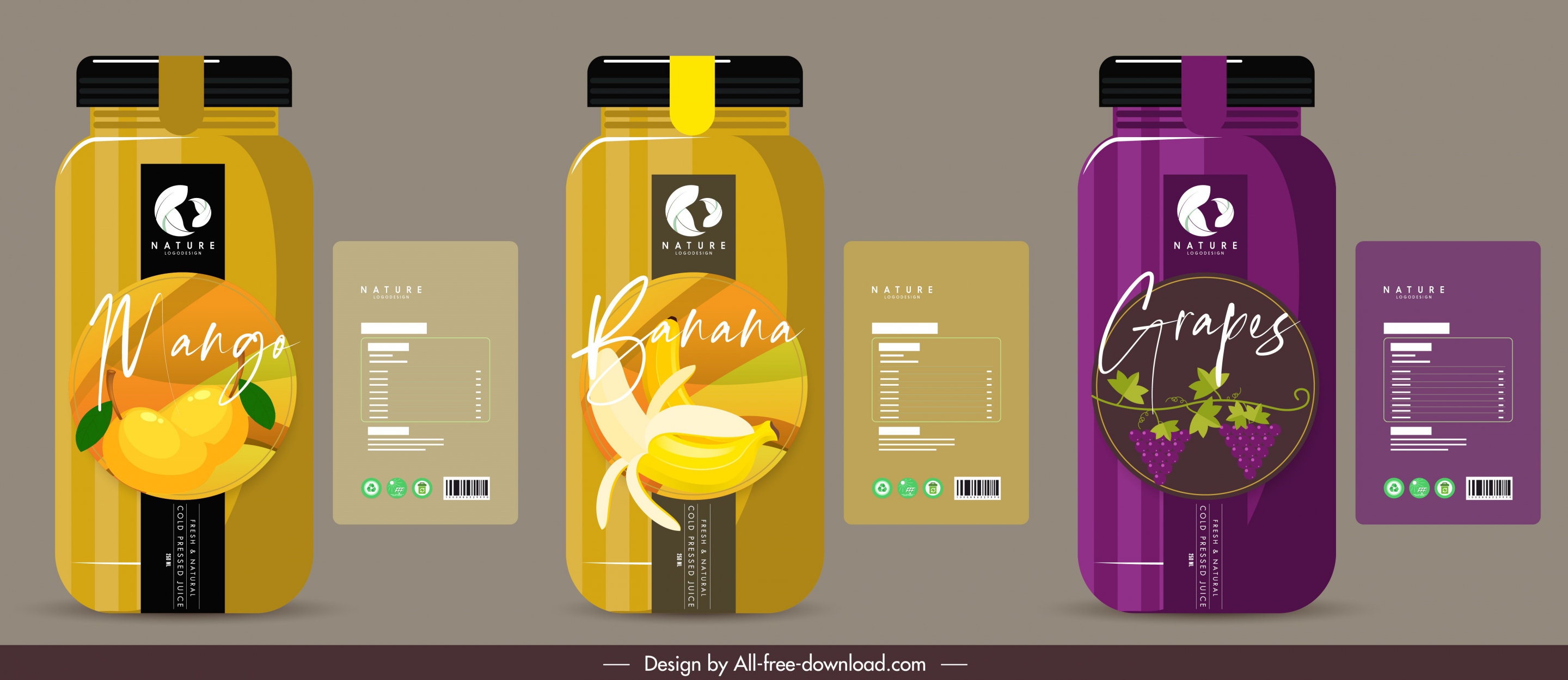 fruit juice bottle templates dark colored flat decor