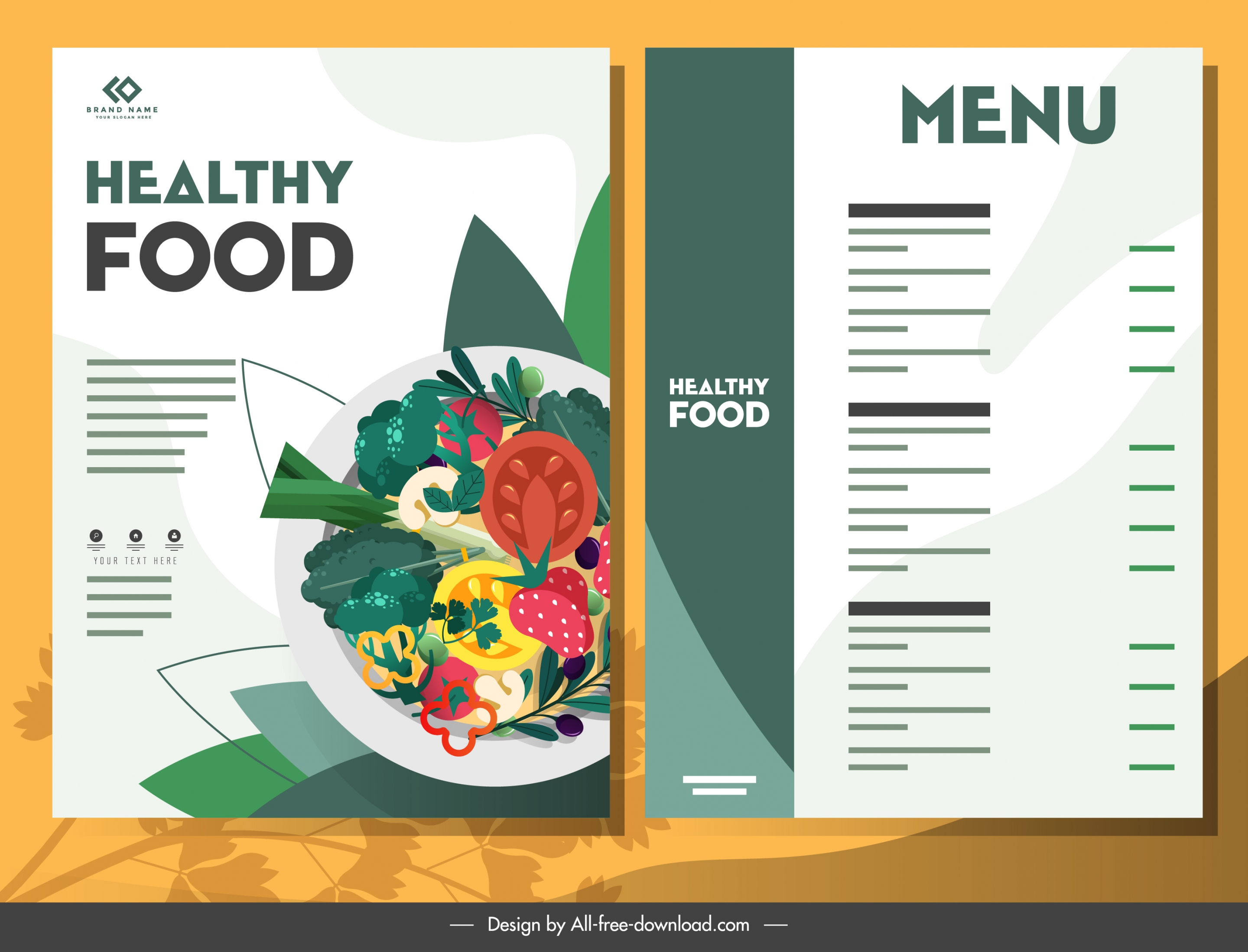 vegetarian menu template colorfu flat classical decor