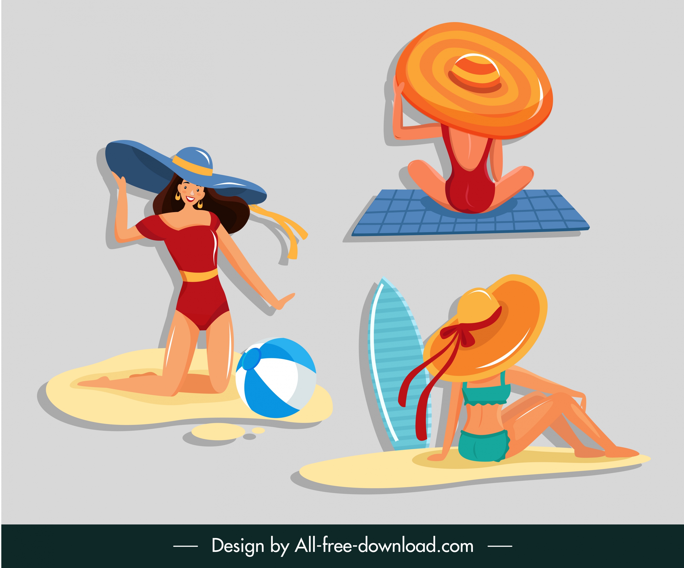 lifestyle icons bikini girls sketch cartoon characters