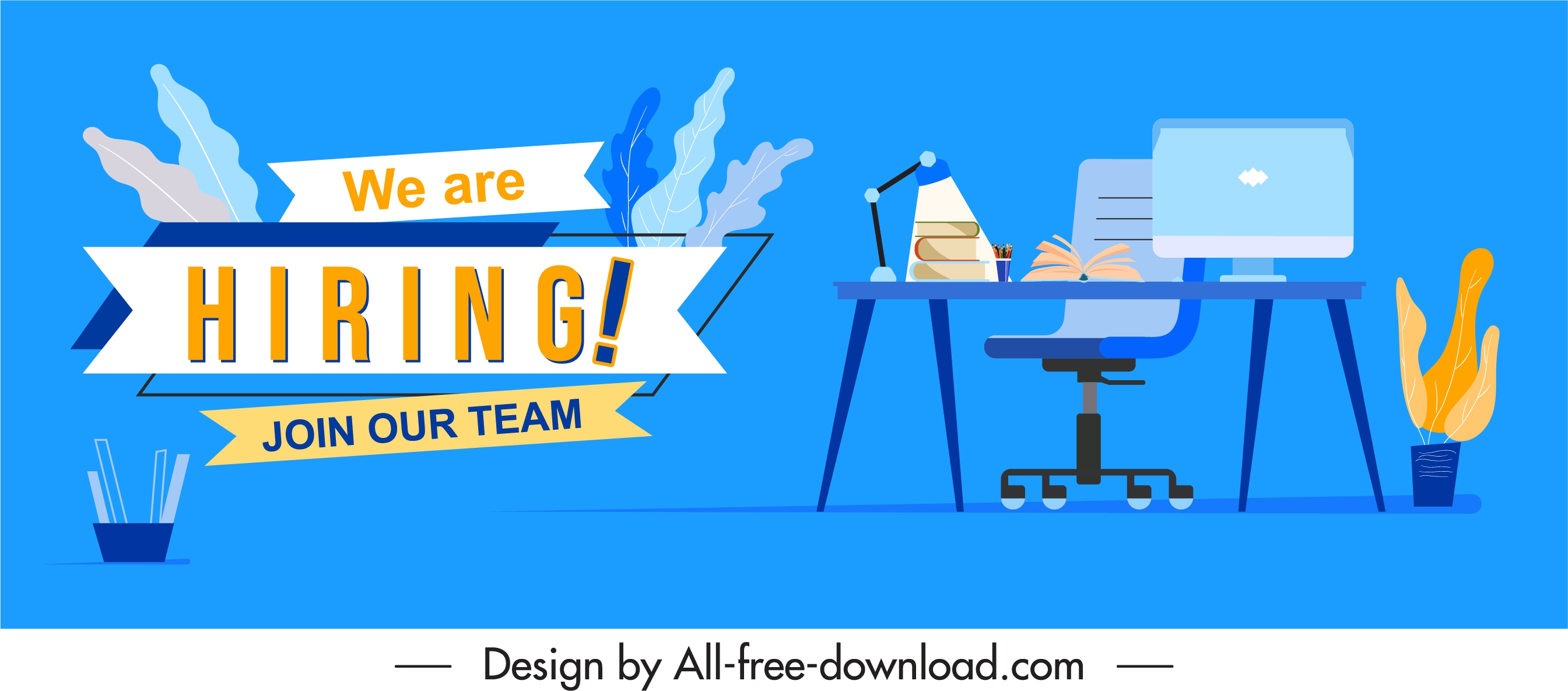 recruitment banner work desk sketch colorful decor