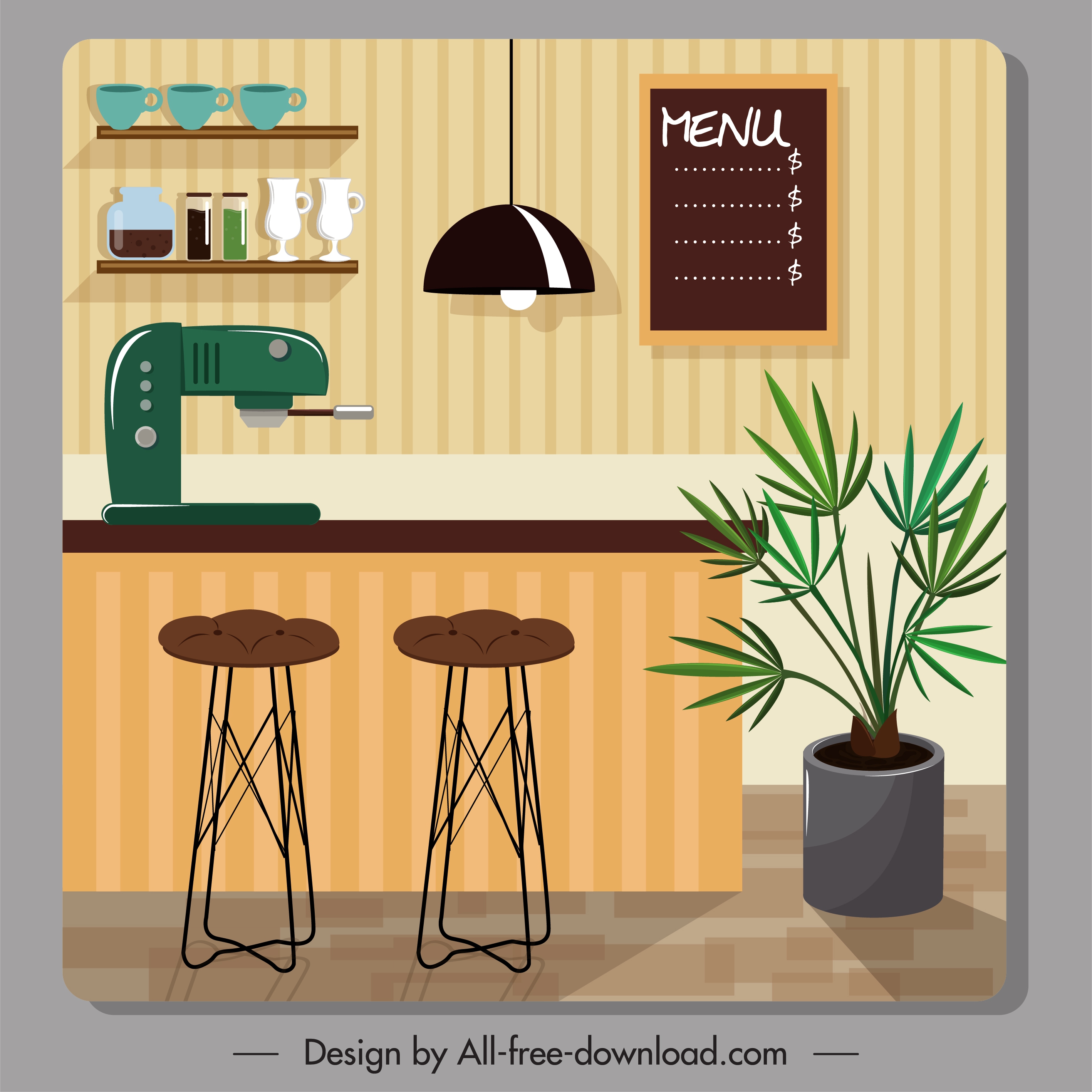 cofee bar decor template colorful contemporary decor