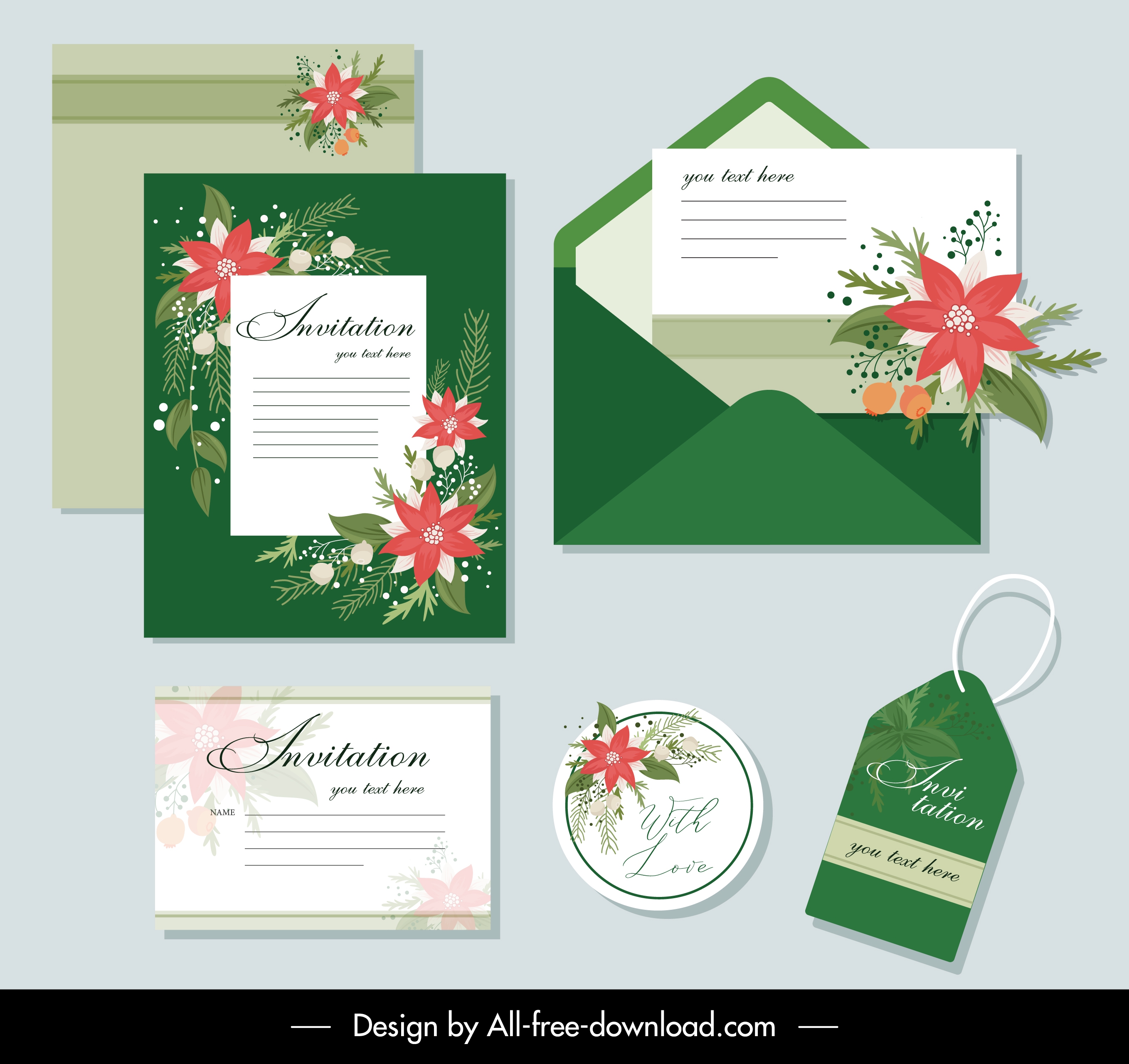 invitation card templates elegant colorful floral decor