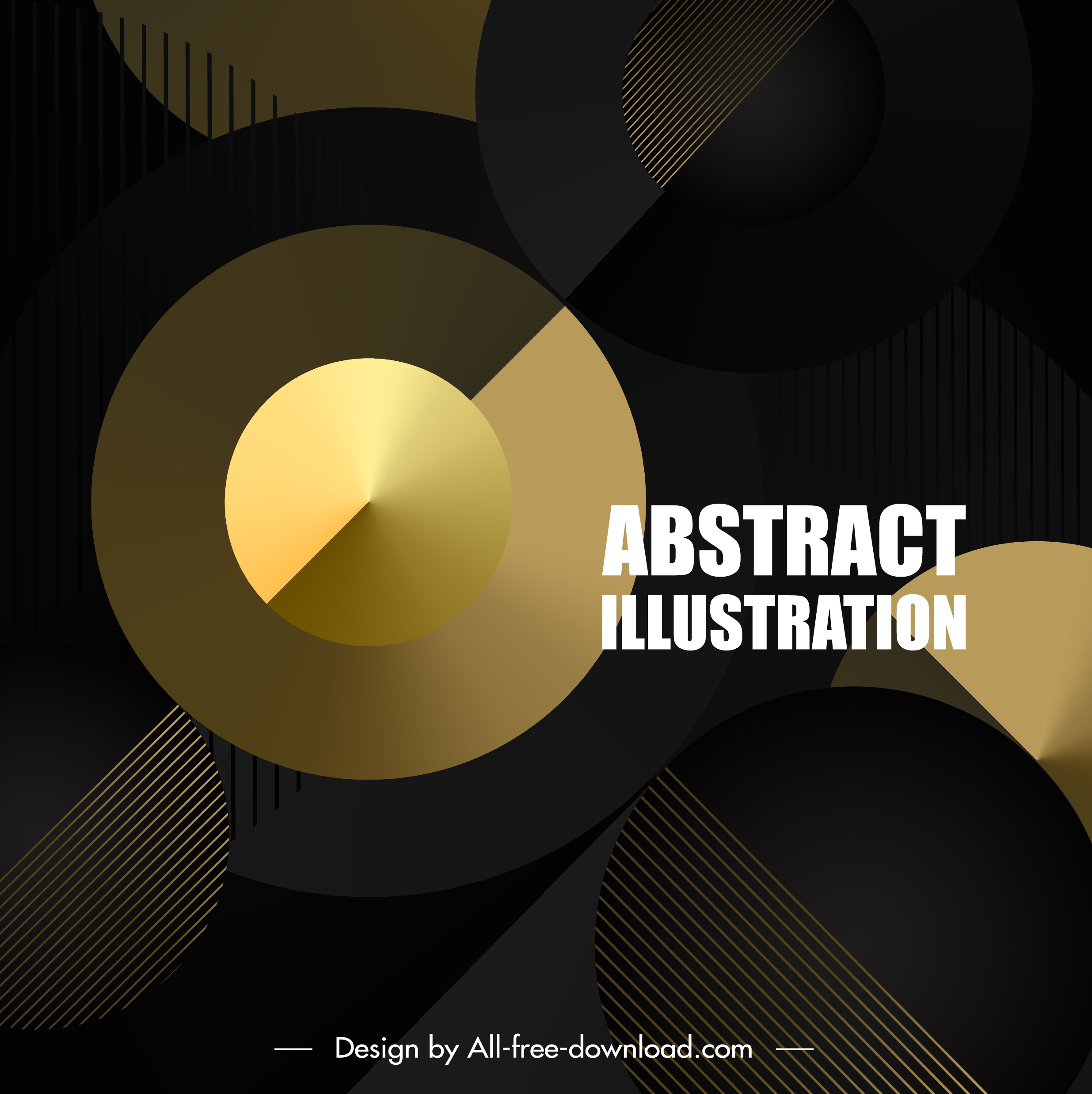 technology background shiny golden circles modern dark design