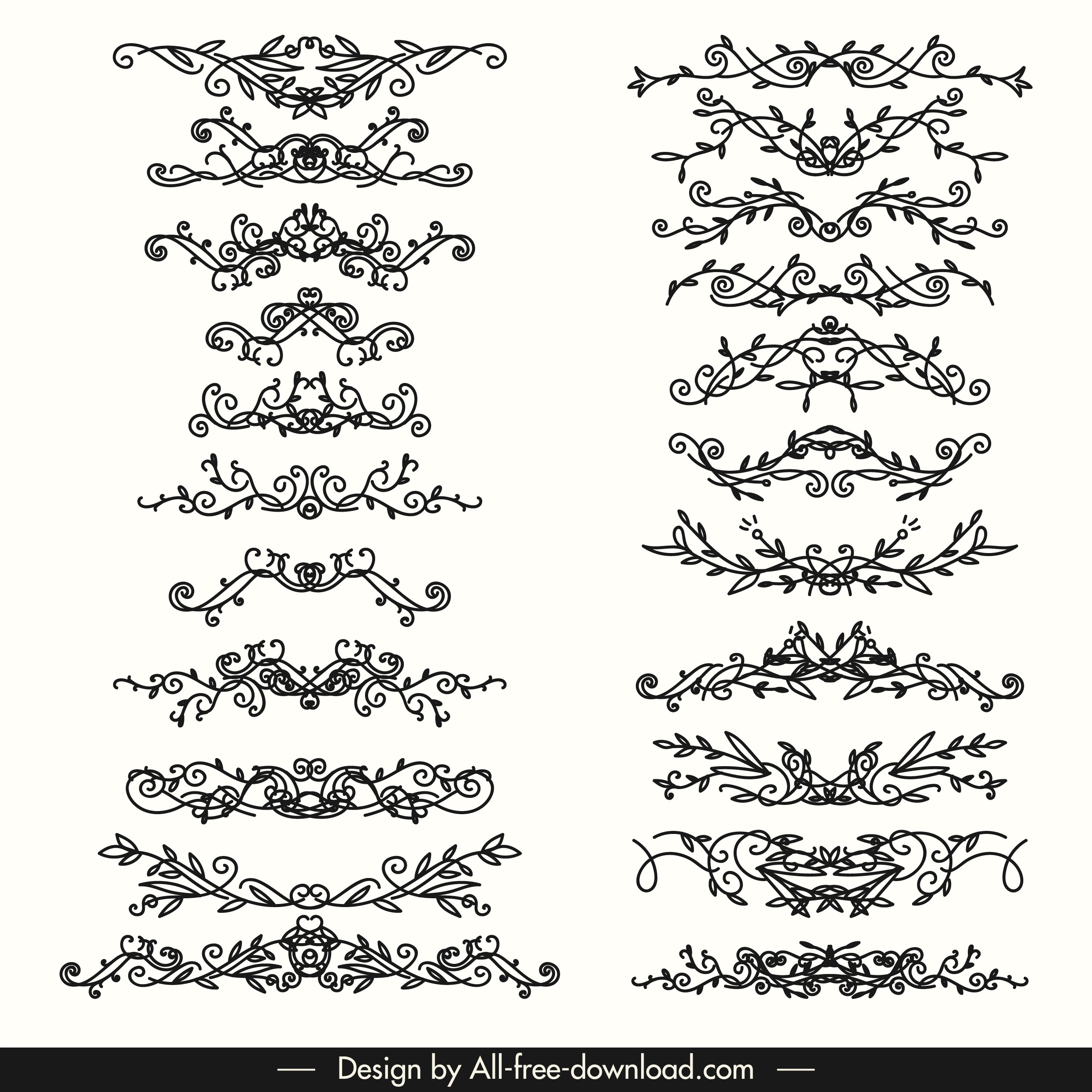 document decorative elements collection classic symmetric seamless shapes