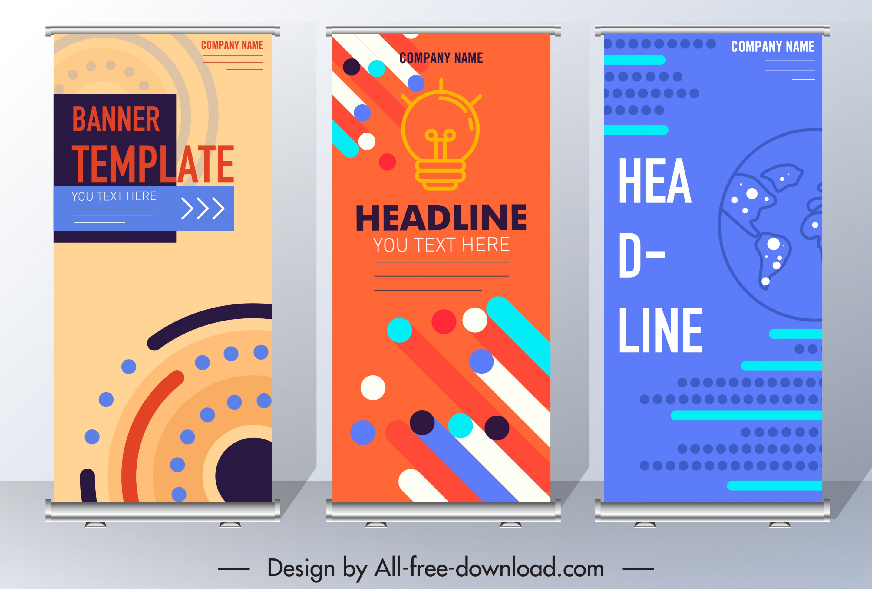 corporate banner templates technology themes colorful vertical design