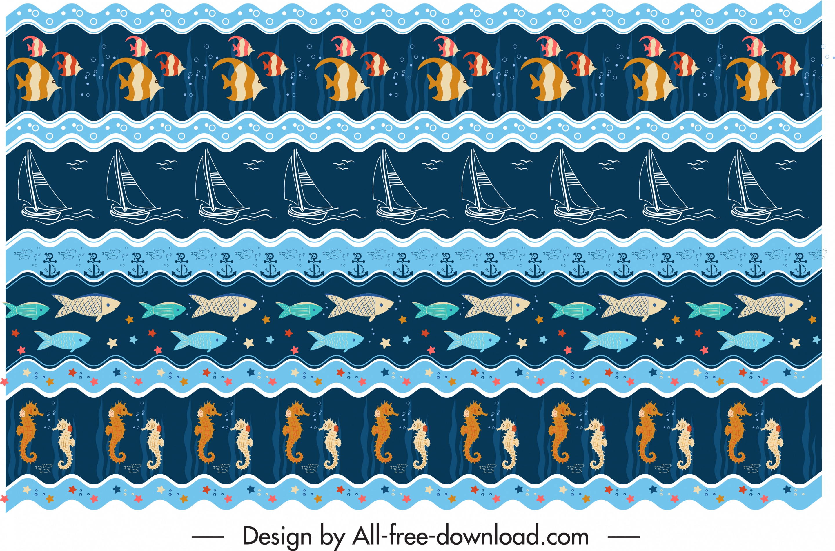 marine pattern template colorful repeating symbols