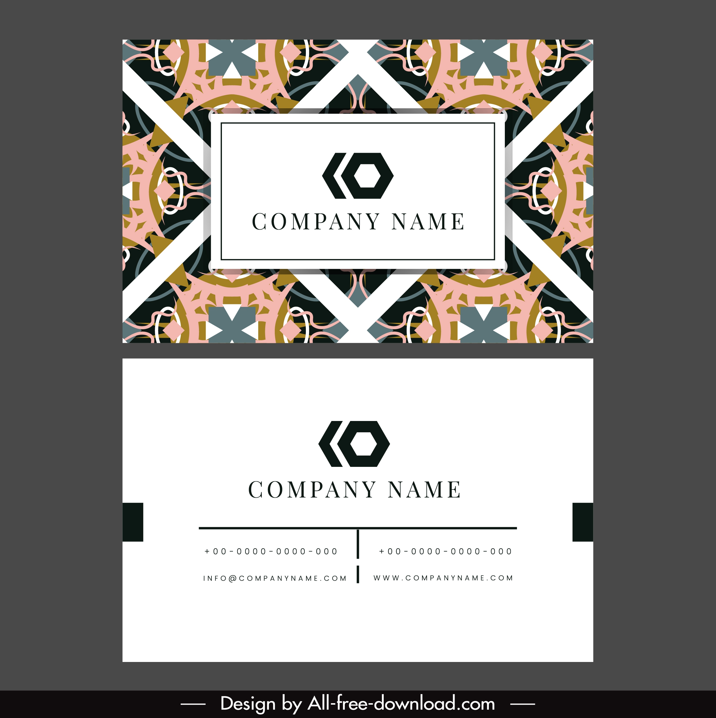 business card template classic abstract symmetric pattern decor