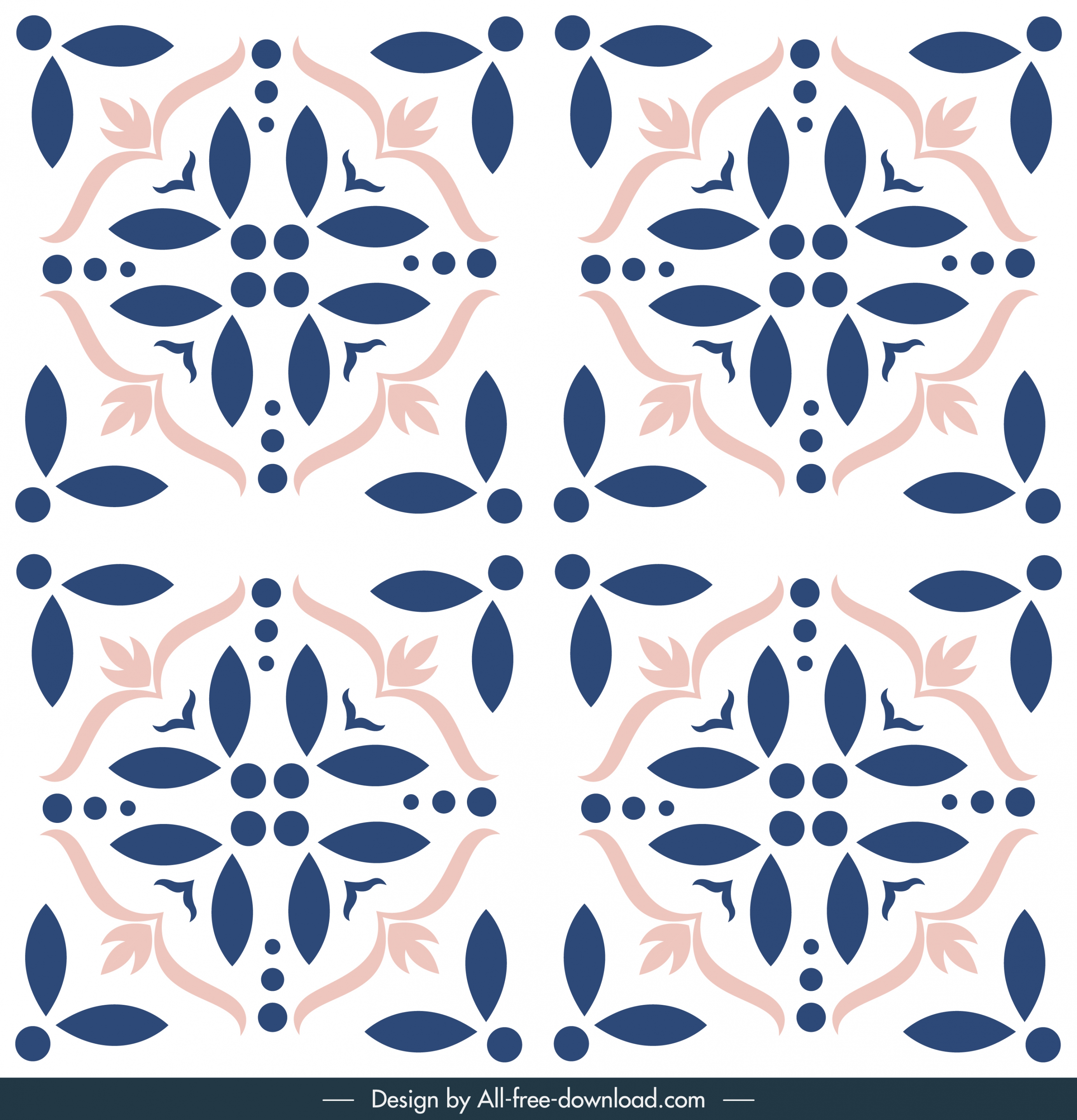 tile pattern template floral sketch symmetric classic decor