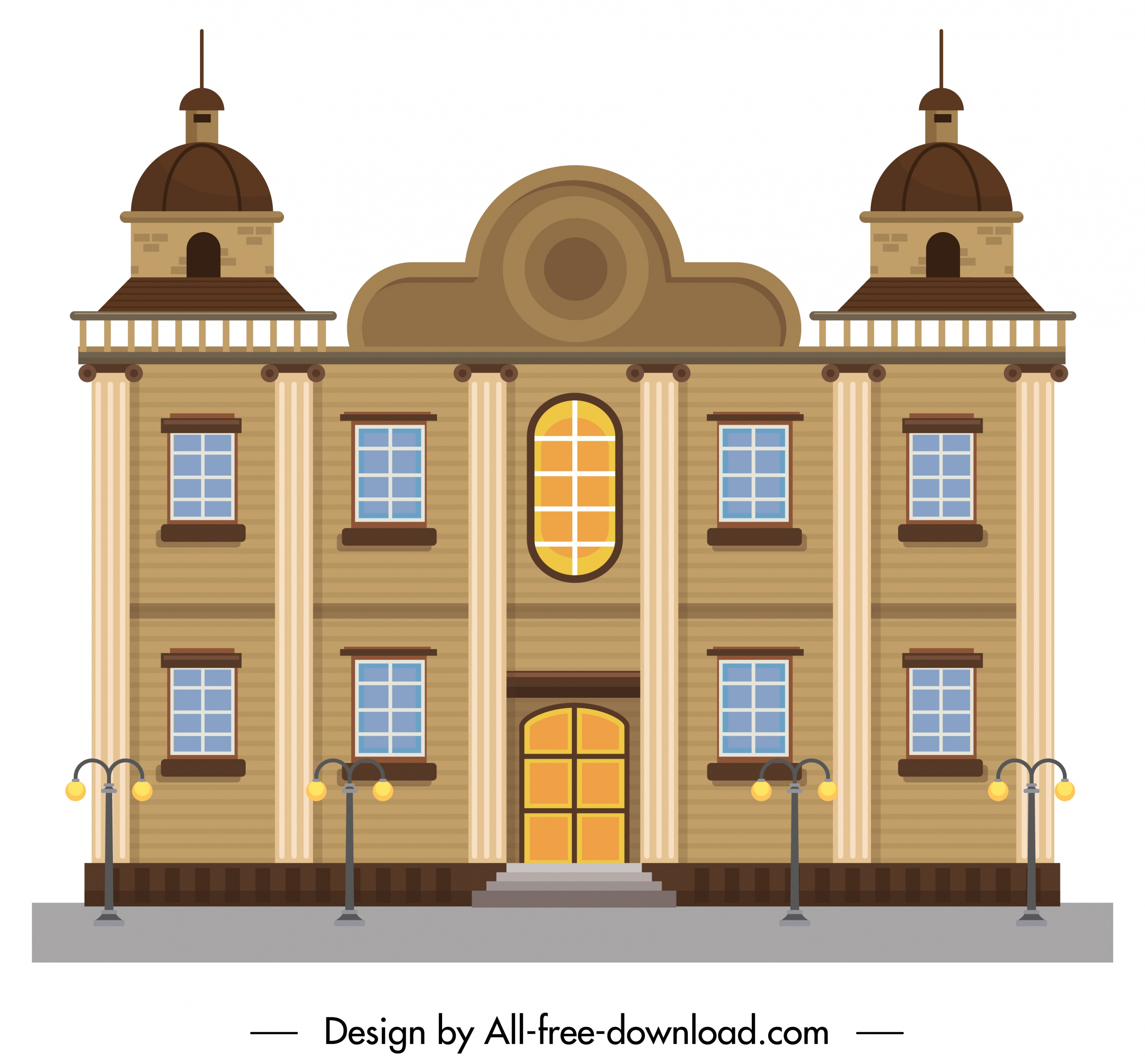 building facade template elegant european classic symmetric design