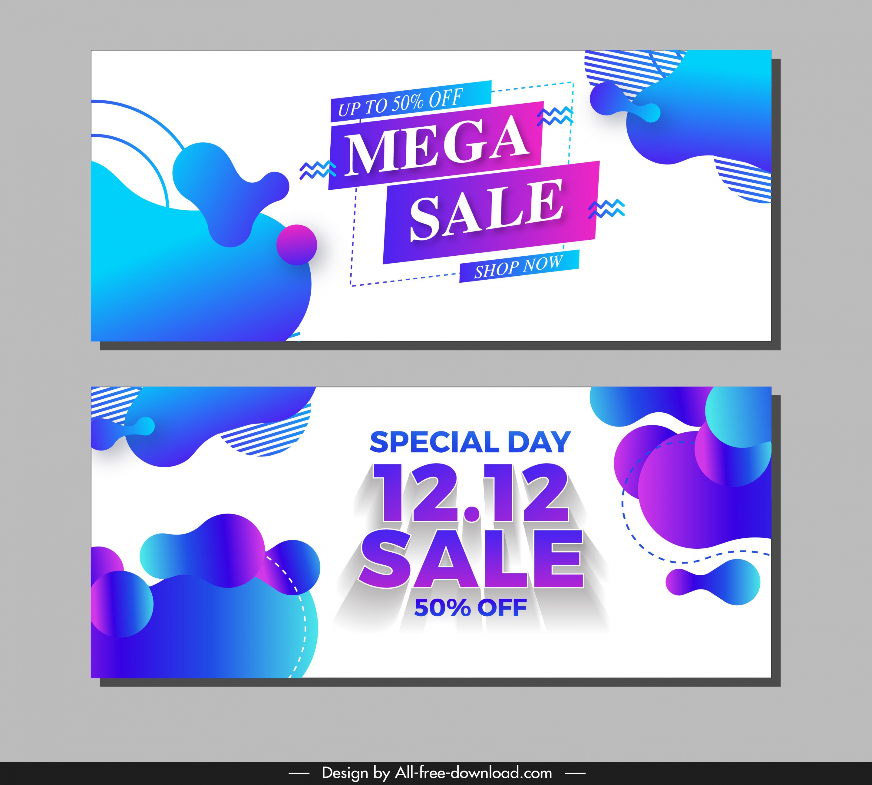 mega sale voucher template colorful abstract deformed decor